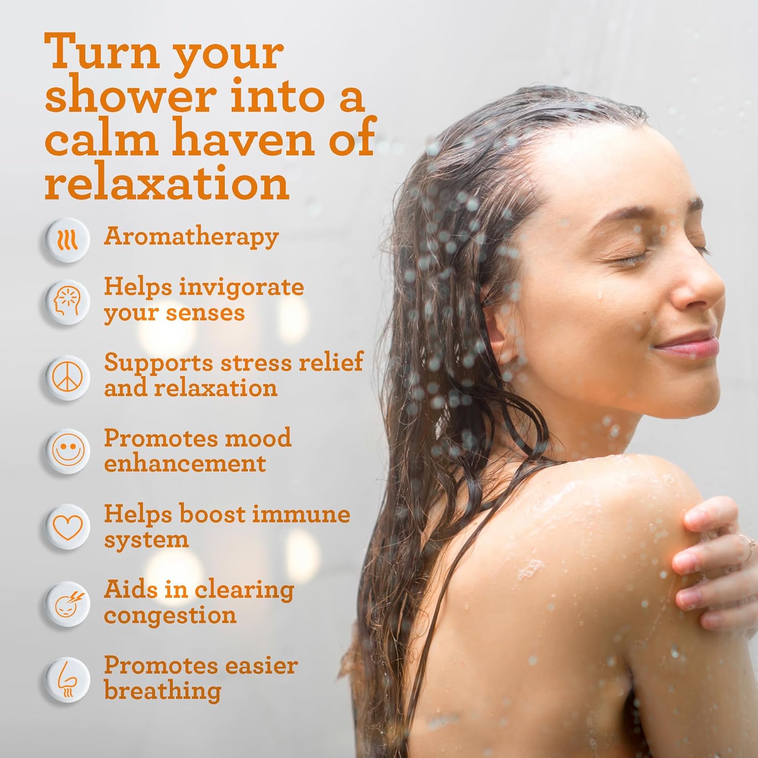 GuruNanda Breathe Shower Steamer Tablets (Pack of 10) - 100% Natural Eucalyptus Essential Oil helps with Congestion and Basil Supports Stress Relief & Mental Clarity - Perfect for Home Spa & Self Care