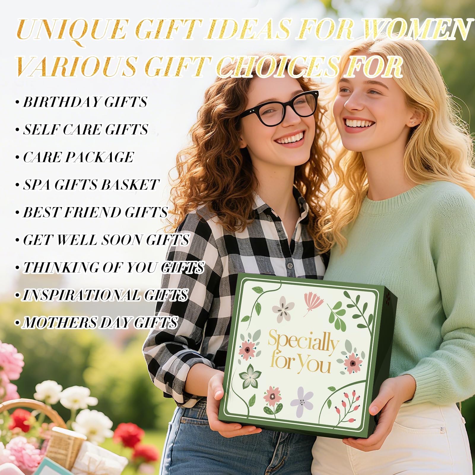 SEDUMBLISS NR 10 - Self Care Gifts for Women, Get Well Soon Gift Basket, Care Package for Women After Surgery, Birthday & Sympathy Spa Gifts for Mom Wife Friend Grandma, Thinking of You Inspirational Mother's Day