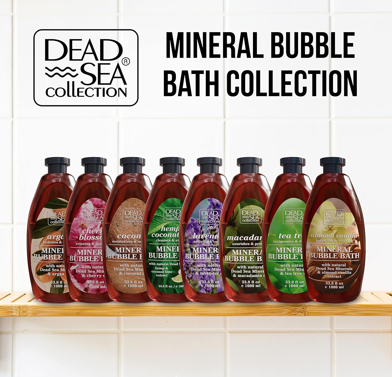 Dead Sea Collection Bubble Bath for Women and Men - with Coconut Oil and Natural Minerals - Nourishing and Moisturizing Skin - Pack of 2 (67.6 fl.oz)