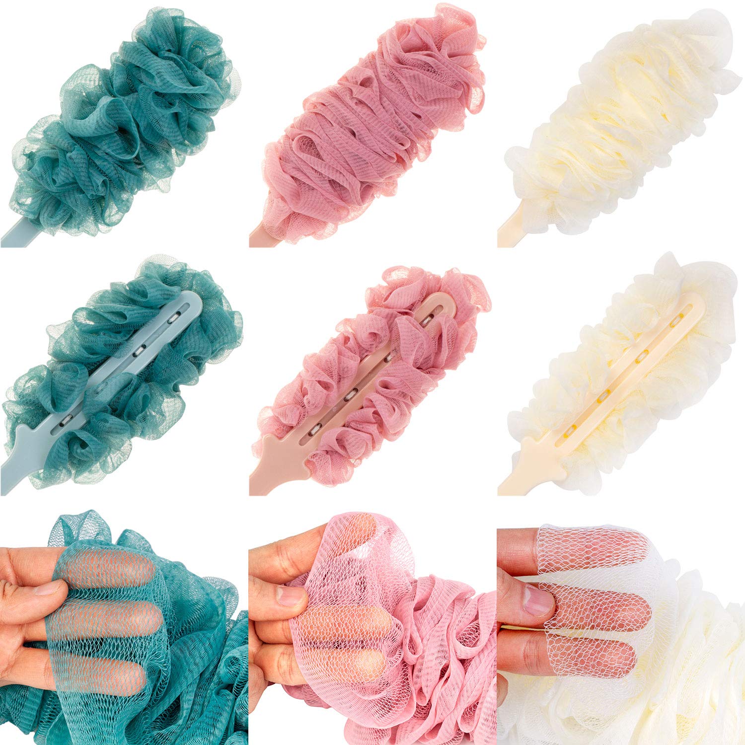 Arswin Back Scrubber for Shower, Loofah Long Handle Bath Body Brush, Soft Nylon Mesh Sponge On a Stick for Shower Men Women Kids Elderly, Exfoliating Scrub Cleaning Luffa for All Kinds of Skin(Blue)