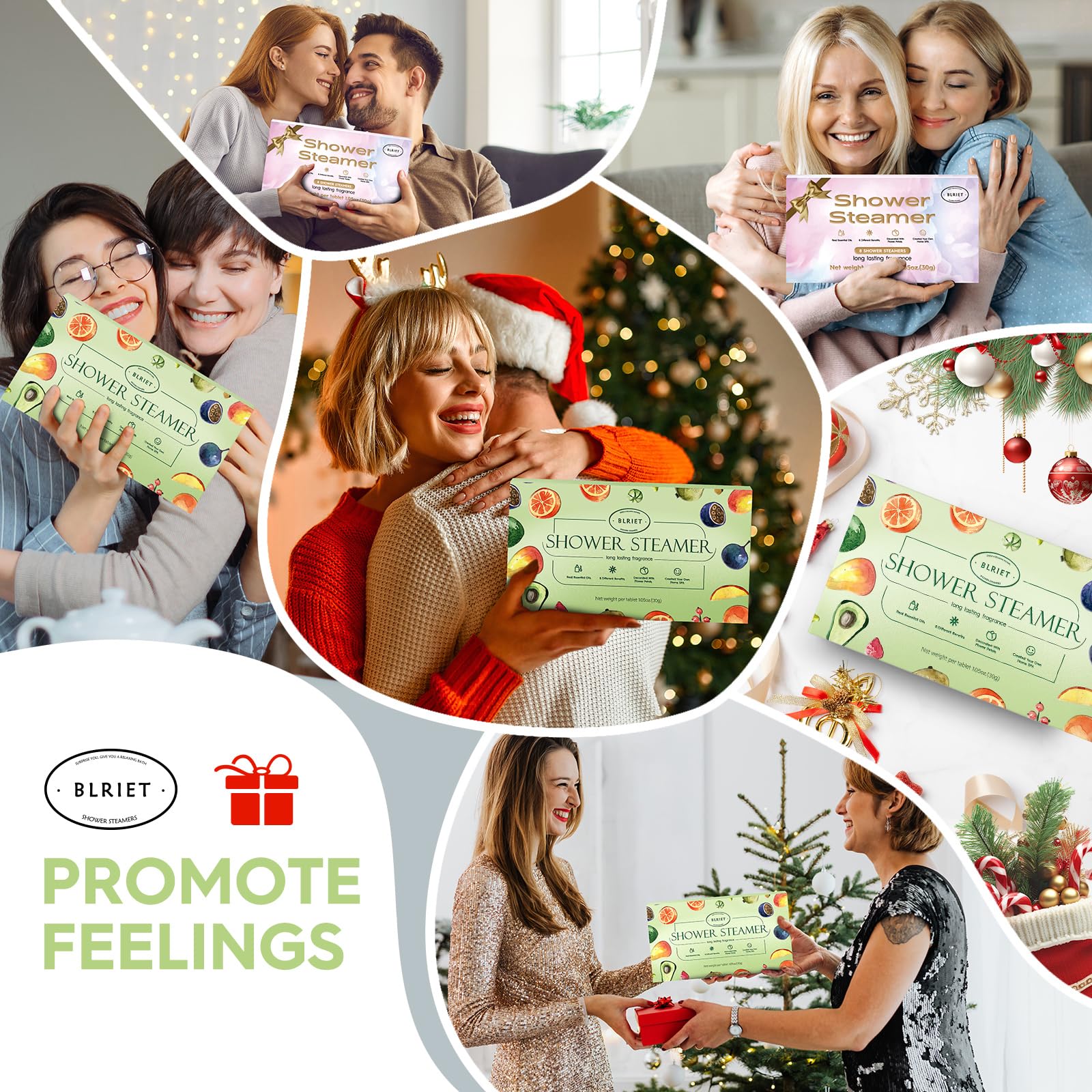 Shower Steamers Aromatherapy BLRIET 8 Pack Gifts for Women, Birthday Christmas White Elephant Gifts Stocking Stuffers for Adults Her Mom Him Home Spa Gym Natural Essential Oil Self Care Relaxation