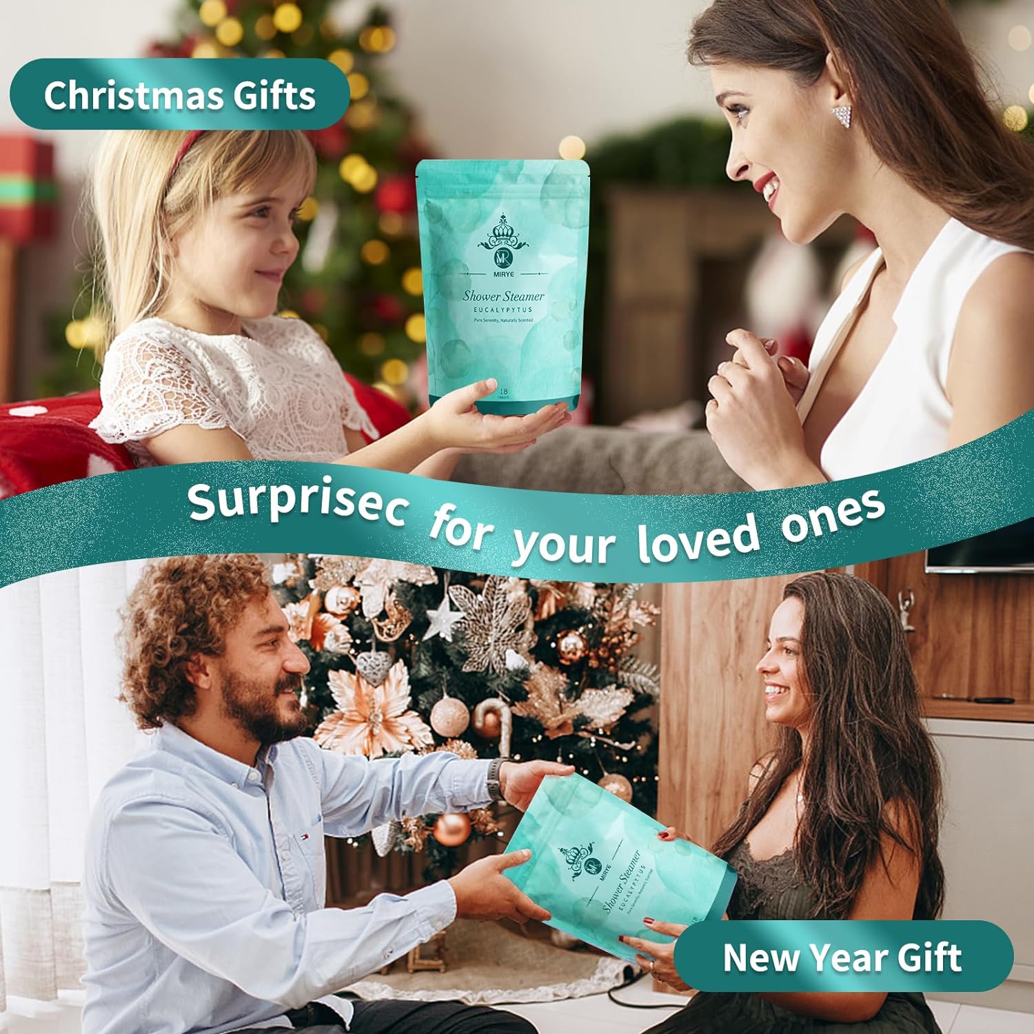 MR MIRYE Eucalyptus Shower Steamers 18 Pack XL, Shower Steamer Aromatherapy Christmas Gifts for Women, Shower Bombs with Essential Oils-Self Care & Relaxation Birthday Gifts for Women and Men