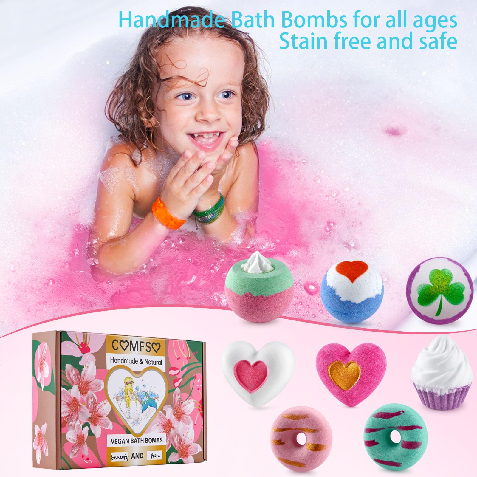 Bath Bombs,10 Natural Bath Bomb Gift Set, Organic Bubble Bath Bombs, Shea Butter Dry Skin Moisturize, Fizzy Spa Bath for Her Mom Women Kids Girls Girlfriend, Mothers Day Birthday