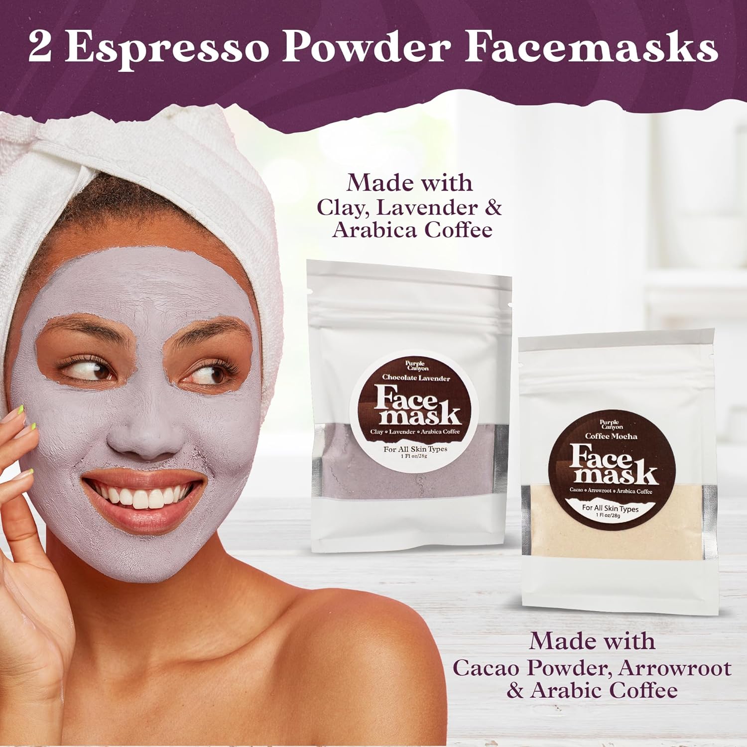 Purple Canyon Mystic Spa Box | 7 Piece Full Size Lavender Spa Kit for Self Care | Bath and Body Gifts for Women