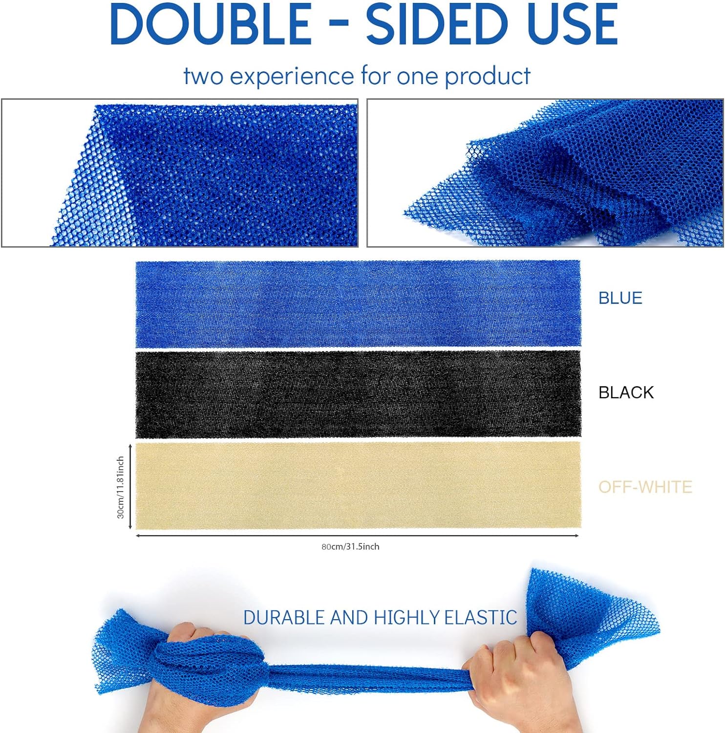 UJFQBH 3 Pieces African Bath Sponge African Net Long Net Bath Sponge Exfoliating Shower Body Scrubber Back Scrubber Skin Smoother,Great for Daily Use (Pink,Yellow,Purple)