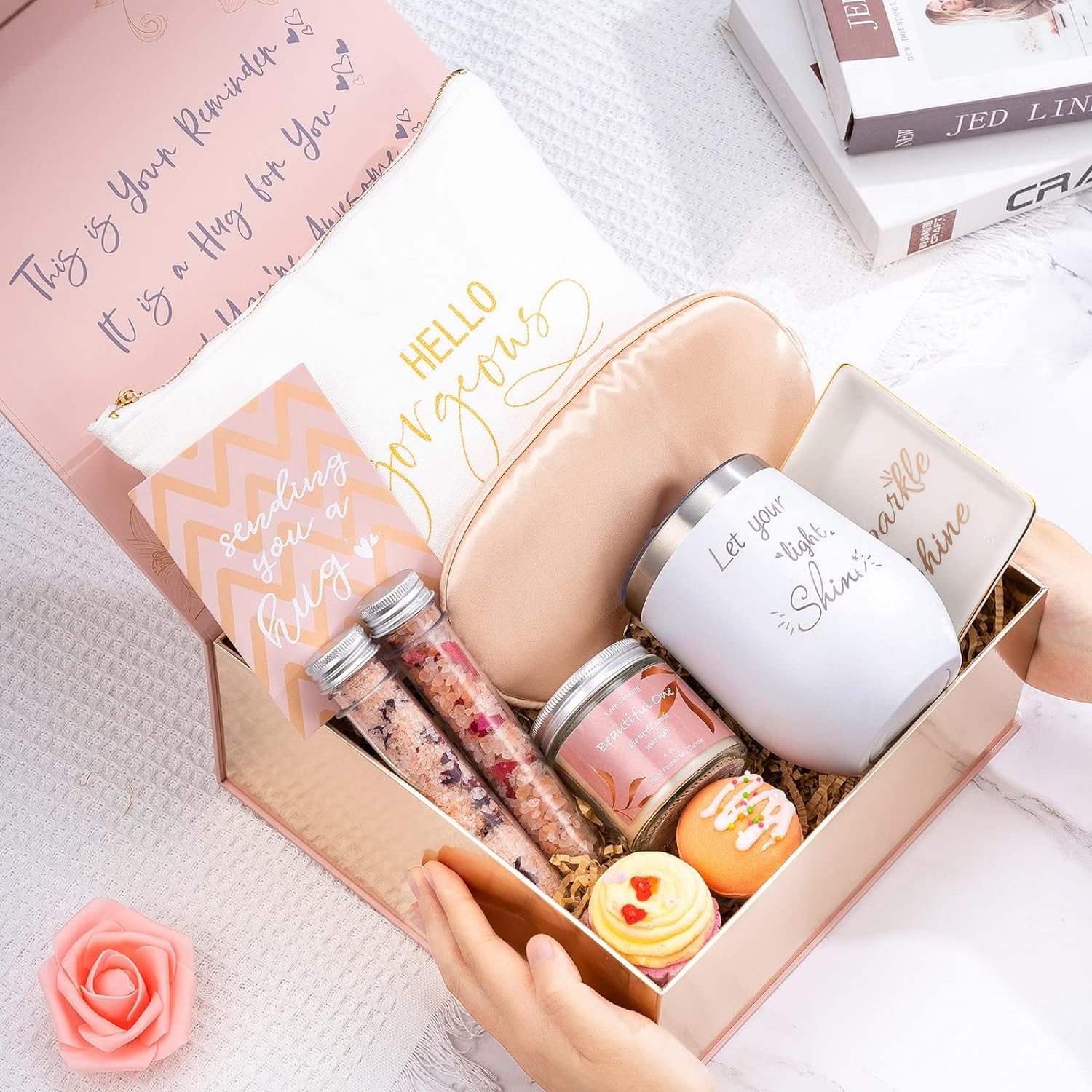 Gifts Box for Women Unique Self Care for Mom Best Friend Stainless Steel Basket Female Her Sister Girlfriend Wife Personalized Thinking of You Relaxation Package Birthday/Get Well Soon Gift Ideas