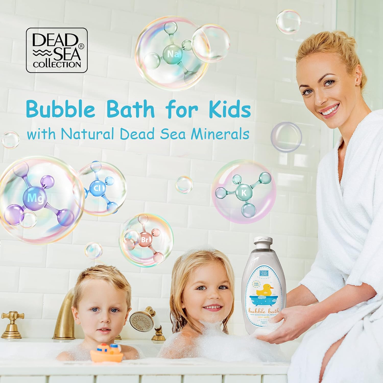 Dead Sea Collection Bubble Bath Kids with Calming Lavender Scent - Cleansing and Moisturizing Kids Bubble Bath - with Natural Dead Sea Minerals - Pack of 2 Large Bottle (33,8 fl oz Each)