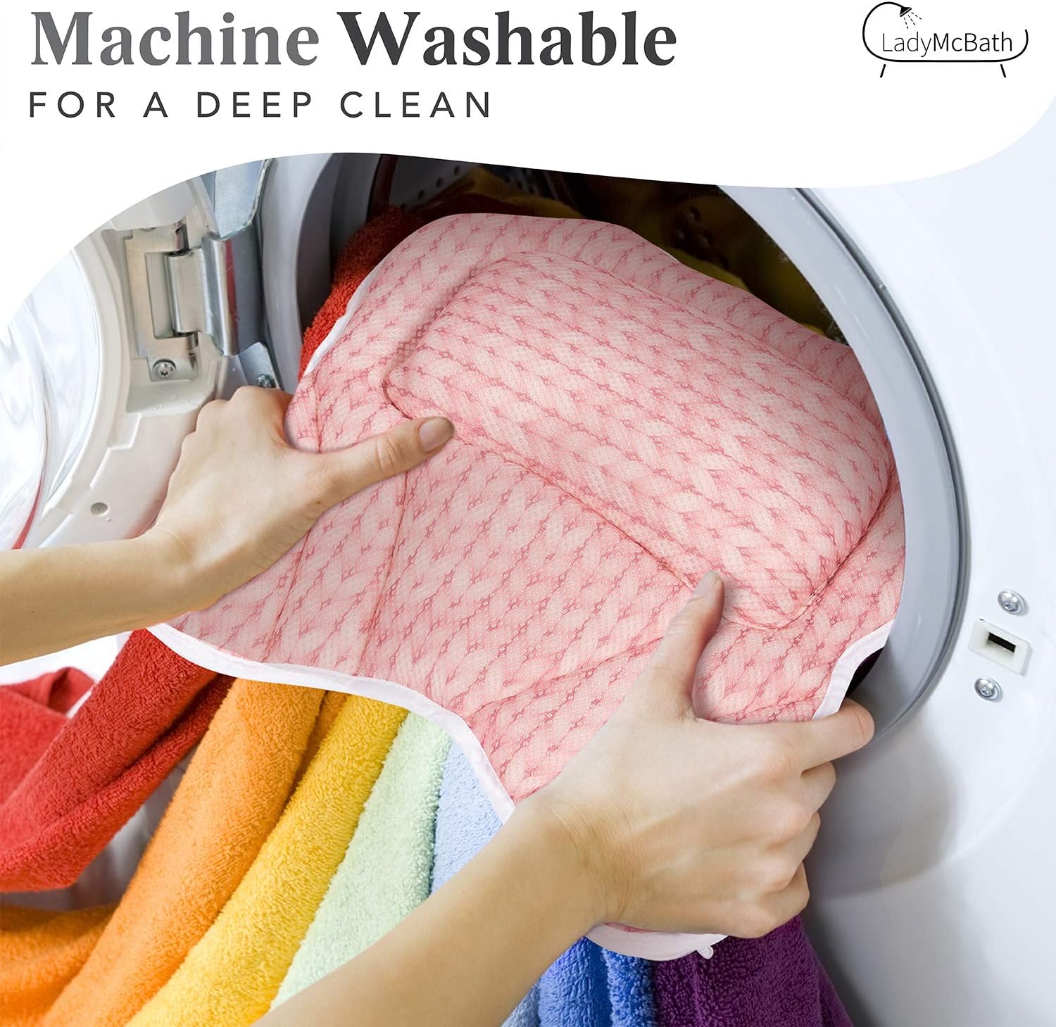 Lady McBath Bath Pillow - Luxury Bath Pillows for Tub Neck and Back Support - Powerful Suction Cups, Machine Washable Bathtub Accessory for Relaxation (Turquoise)