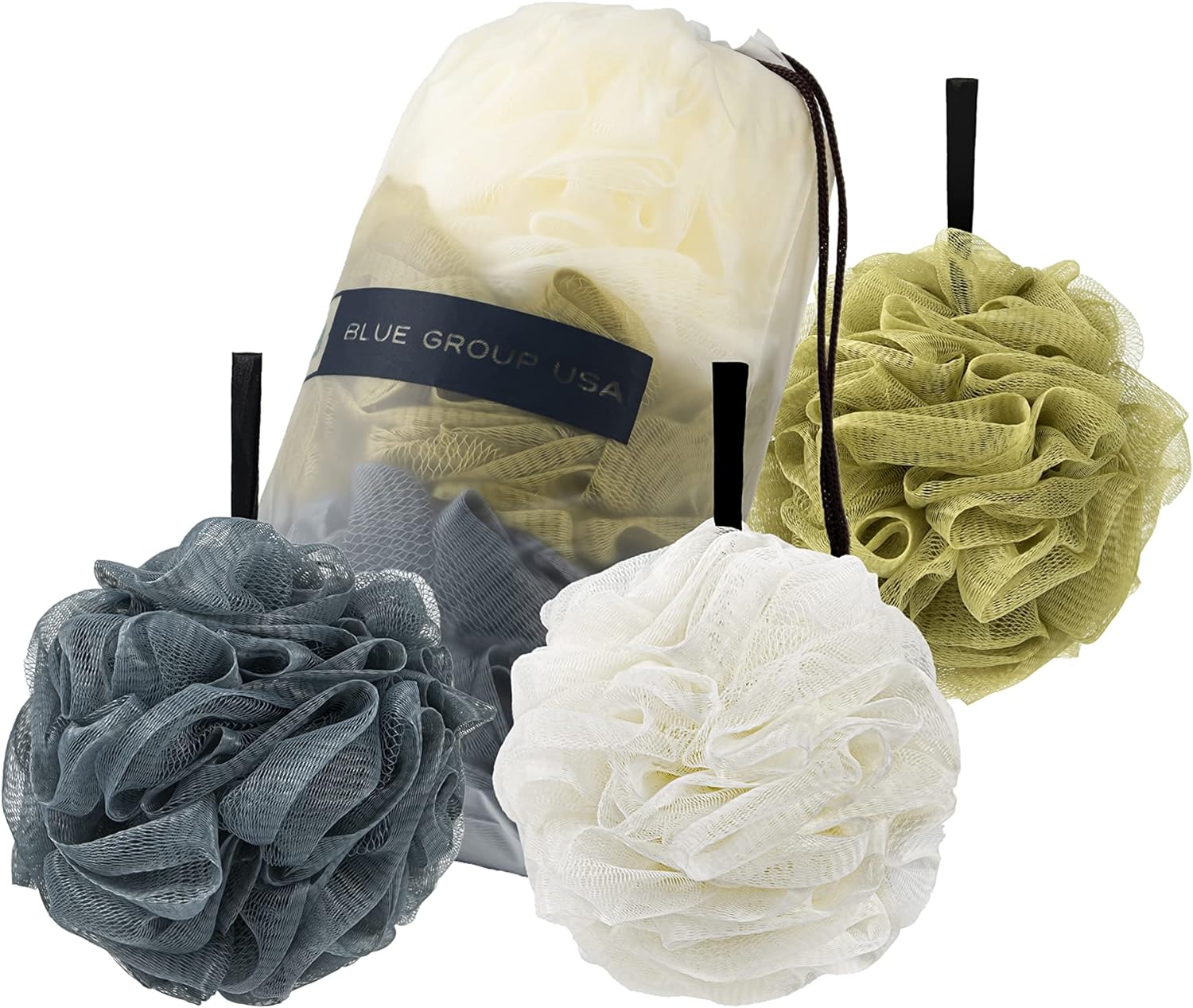 Shower Bath Loofah Sponge Shower Ball Body Scrubber Exfoliator - Set of 3