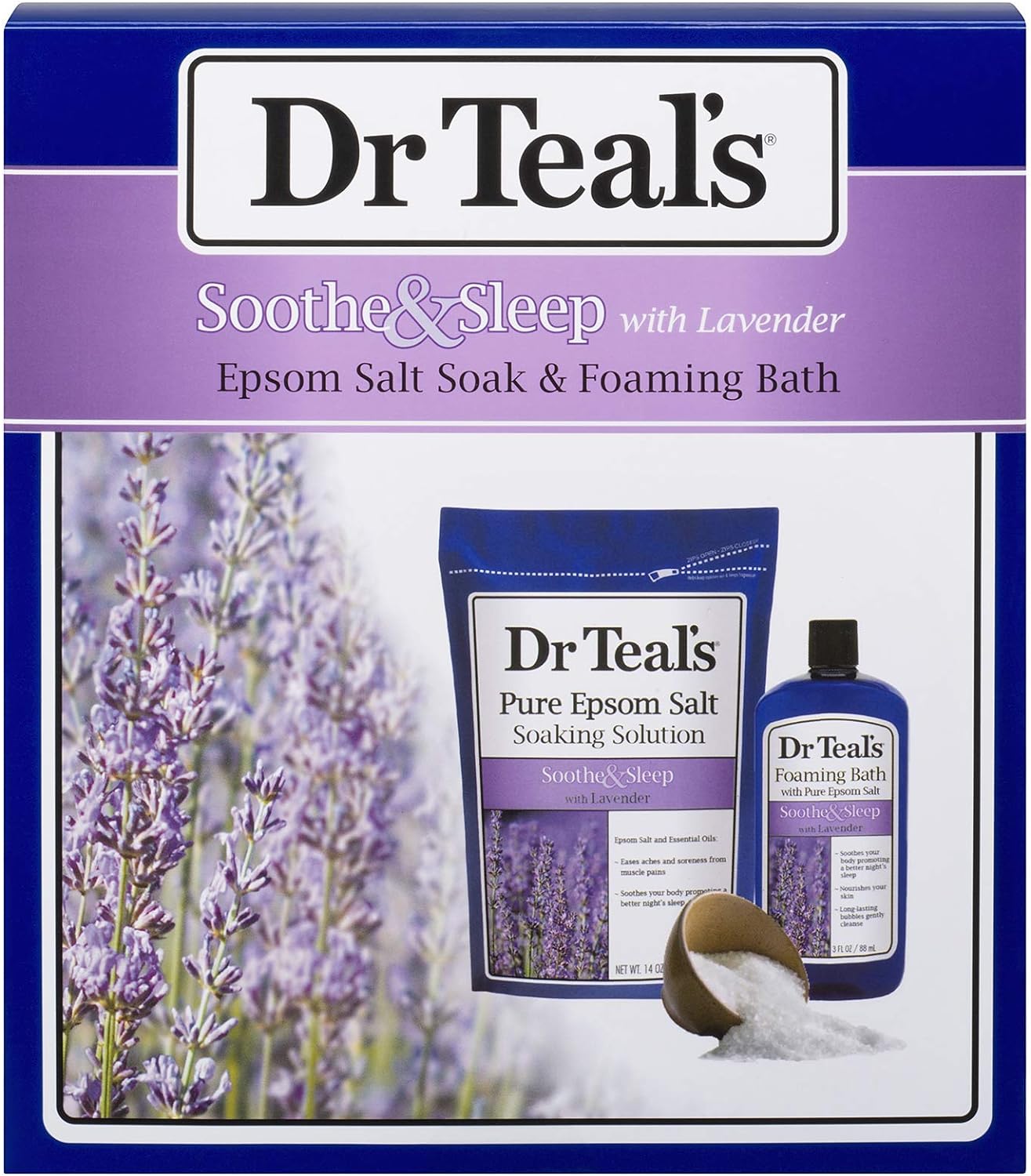 Dr Teal's Soothe & Sleep With Lavender Epsom Salt 11oz, Foaming Bath 3oz, Body Wash 3oz, Body Lotion 1oz, Gift Set