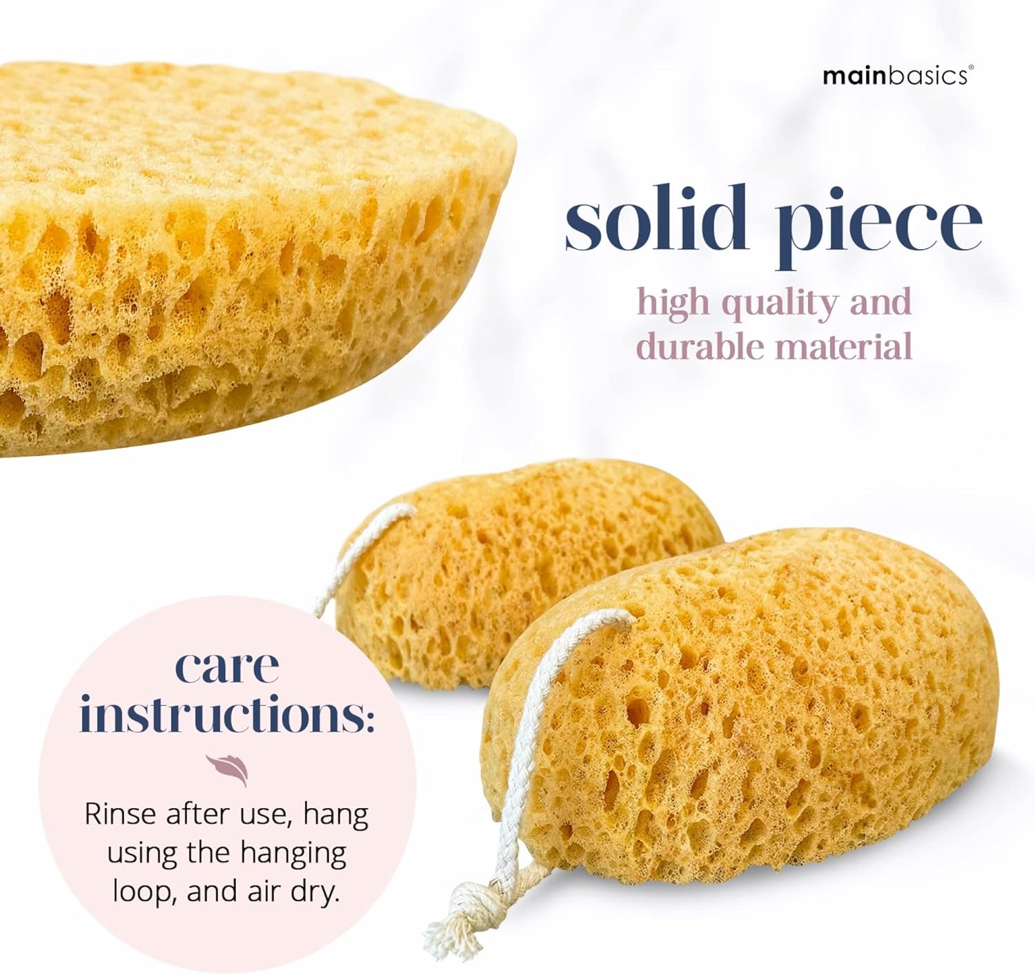 MainBasics Bath Sponge, Exfoliating Body Sponge Large & Soft Shower Sponge, Foam Loofah - 2 Pack