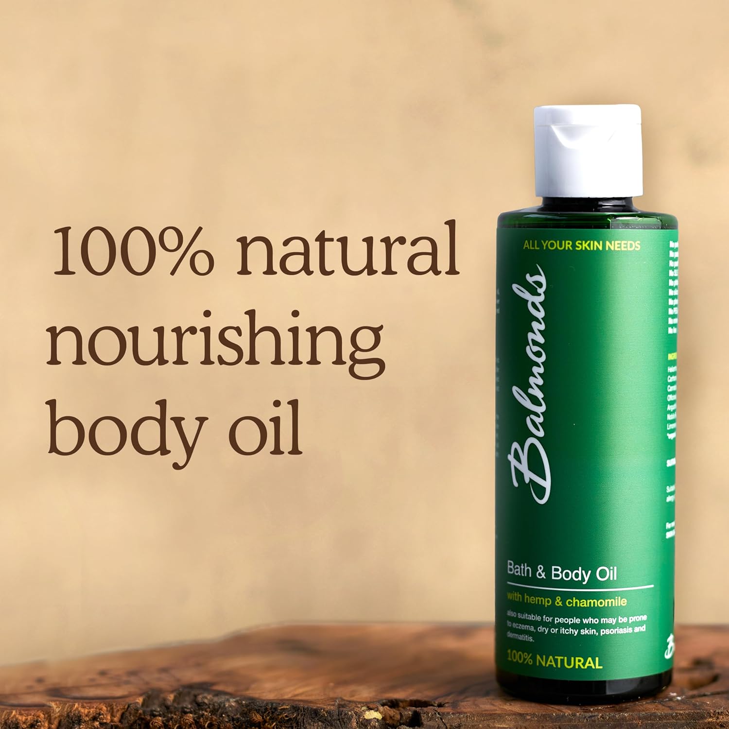 Balmonds - Bath & Body Oil - 6.8fl.oz. (200ml) - 100% Natural Skin Oil - With Chamomile & Lavender - Vegan - Free From Fragrance - All Skin Types