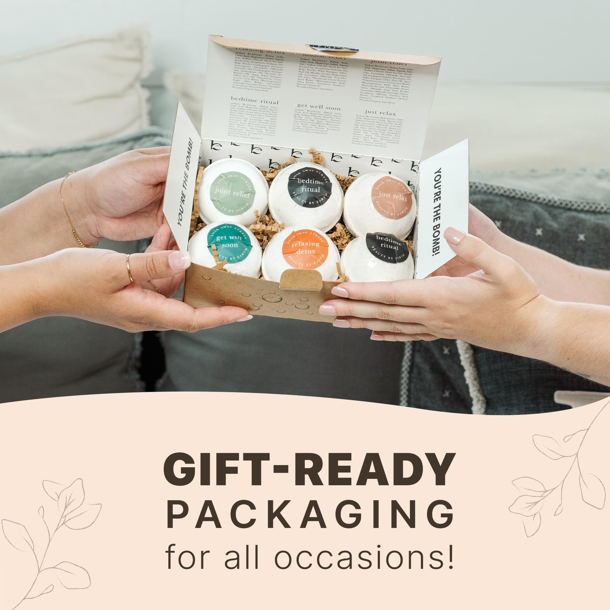 Bath Bombs Gift Set, USA Made with Organic & Natural Ingredients, Christmas Stocking Stuffers for Women & Men, Relaxing Spa Gifts, Wife Stocking Stuffers
