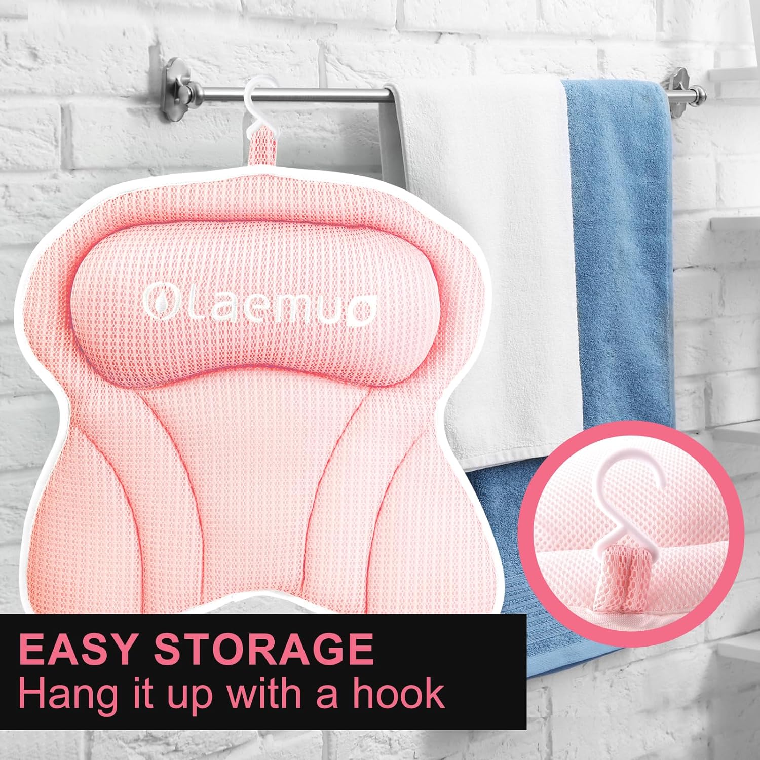 Olaemuo Bath Pillow Ergonomic Bathtub Pillow, Bath Bathtub Pillows for Tub for Head and Neck Mesh Bath Tub Pillow Headrest Luxury Bath Tub Shower Pillow for Bubble Bath with 6 Suction Cups-Light Green