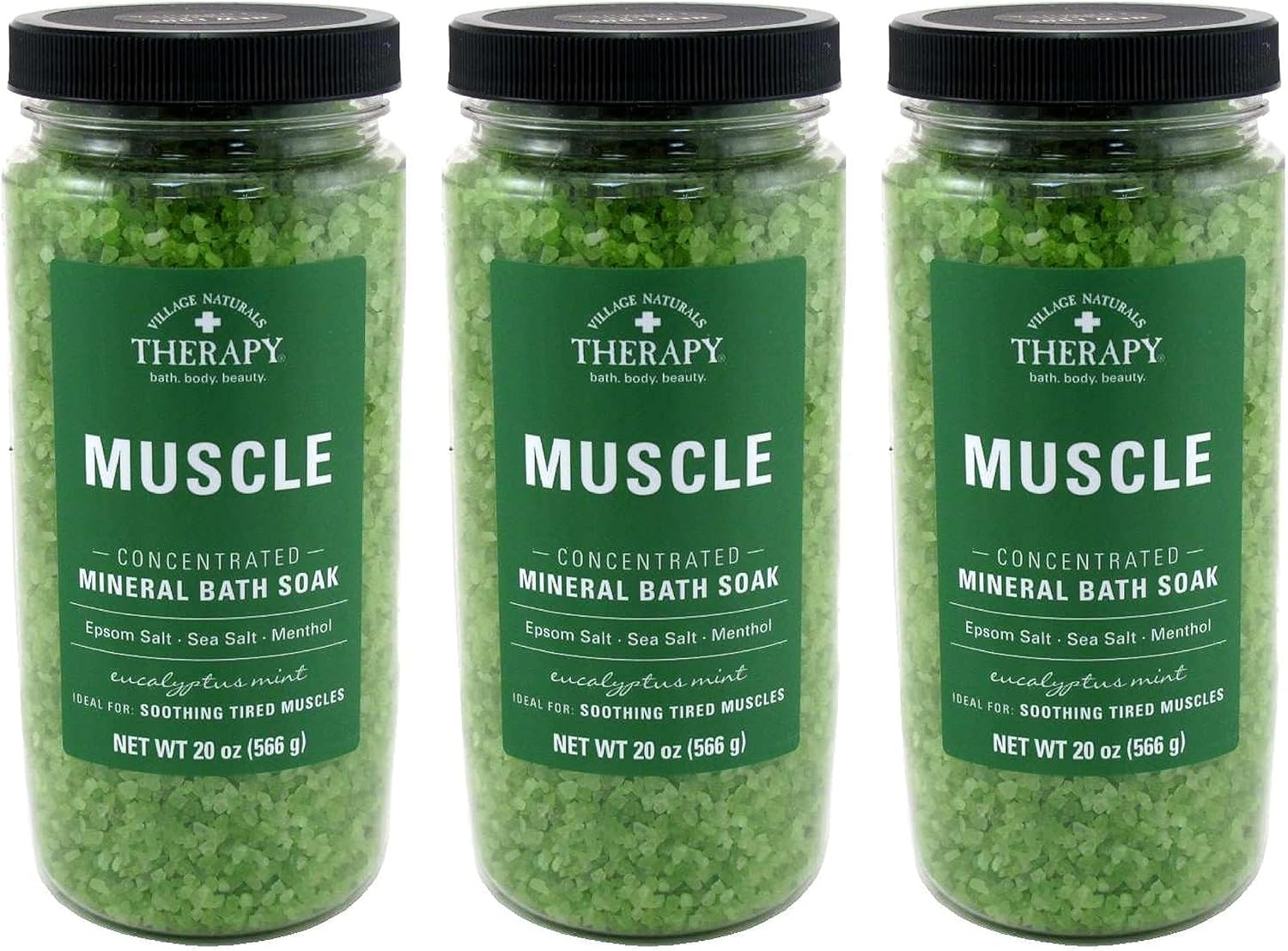 Village Naturals Aches & Pains Muscle Mineral Bath Soak 20 Ounce (591ml) (3 Pack)