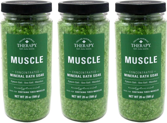 Village Naturals Aches & Pains Muscle Mineral Bath Soak 20 Ounce (591ml) (3 Pack)