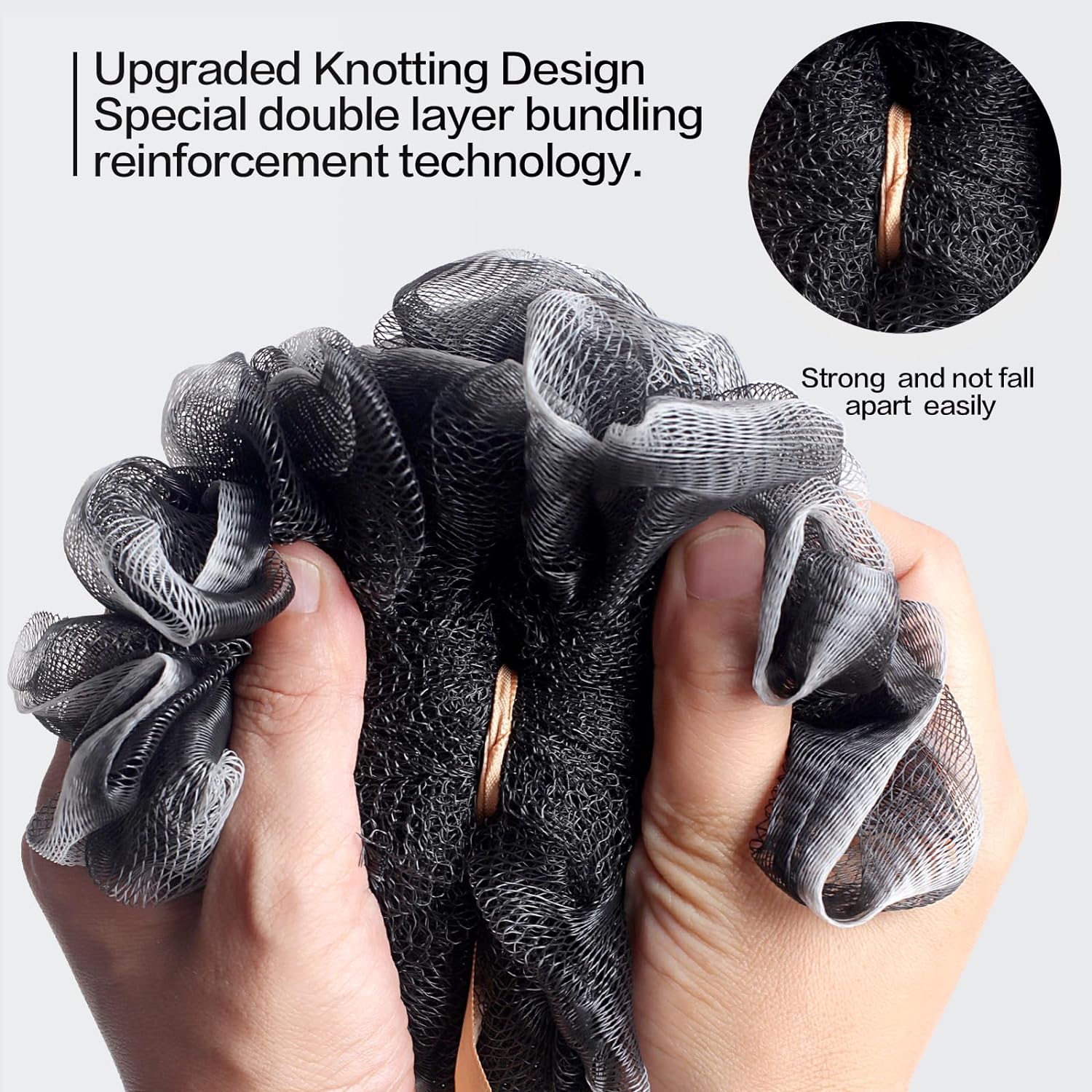 Fishent Loofah Bath Sponge Shower Loofahs, 4 Pack Soft Loofa Exfoliating Body Scrubber Mesh Shower Puff Pouf Ball Luffa for Men and Women(50g/pcs)