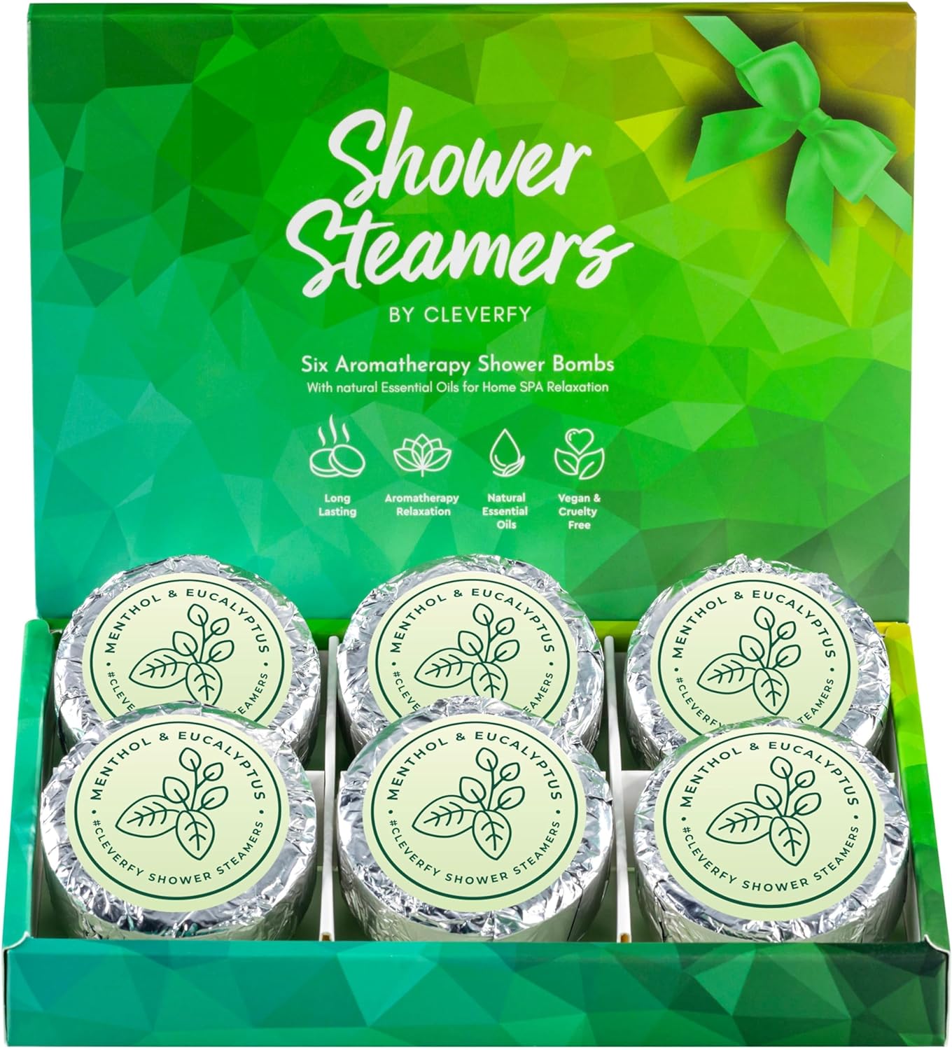 Cleverfy Shower Steamers Aromatherapy - 18 Pack of Menthol & Eucalyptus Shower Bombs with Essential Oils for Relaxation and Nasal Congestion. Christmas Gifts and Stocking Stuffers for Women and Men.