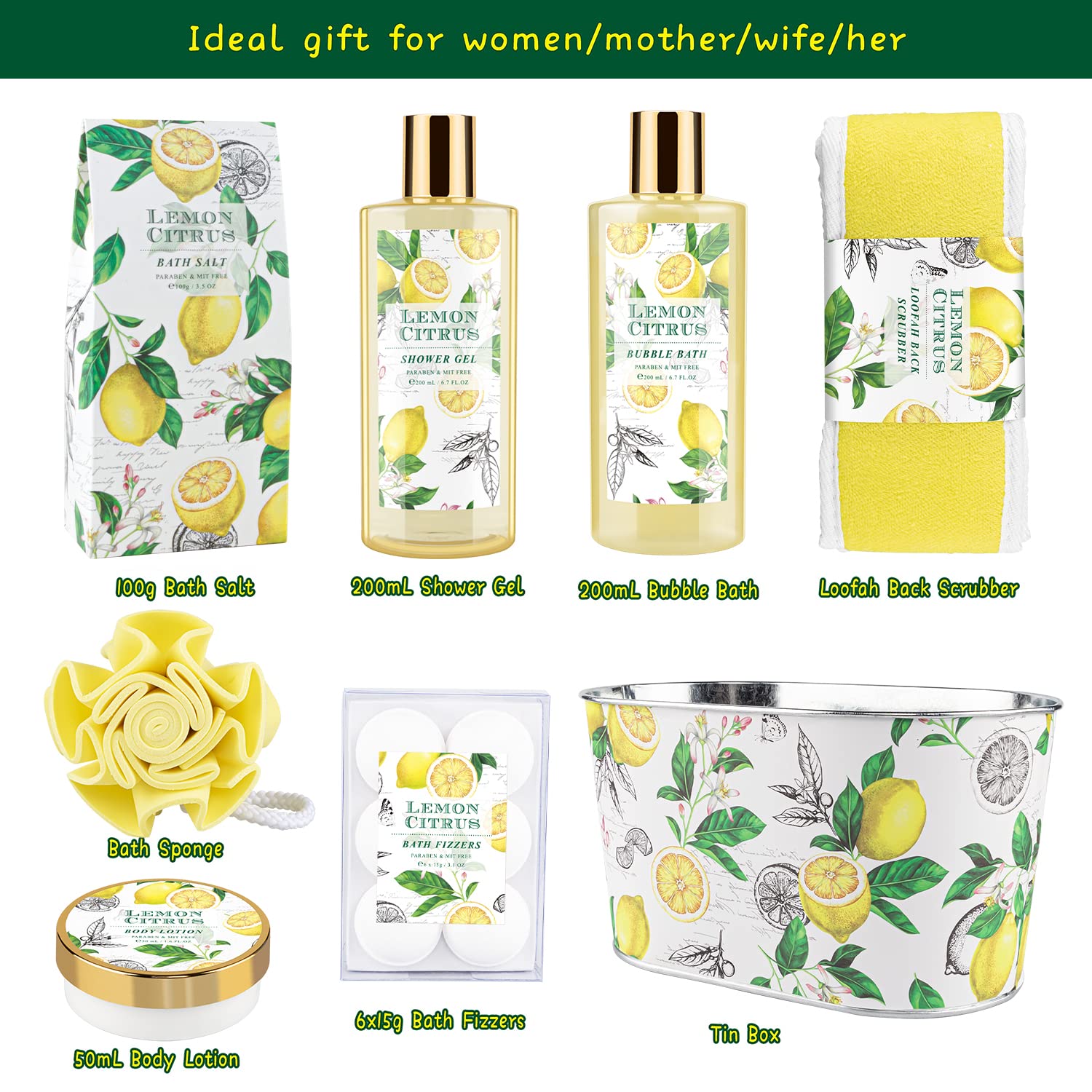 Home Spa Gift Basket, Bath Spa Kit for Women, with Body Lotion, Shower Gel, Bubble Bath, Body Scrub, Bath Salt, Bath Bomb, Bath Gift Set for Mother, Wife Her, with Magnolia and Jasmine Scent