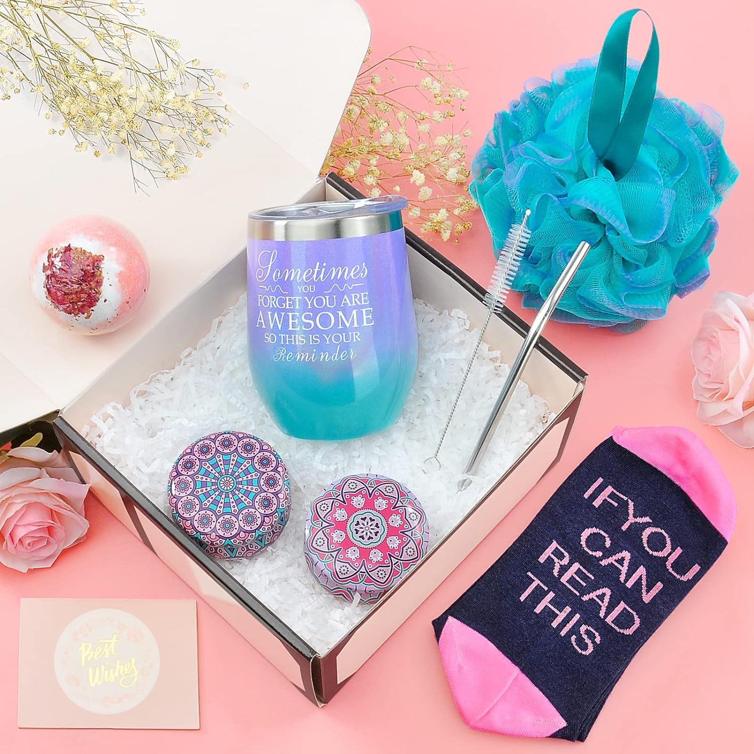 Psukhai Birthday Gifts for Women, Gifts for Mom, Gifts for Her, Wife, Girlfriend, Sister, Friends, Christmas, Valentine's Day, Mothers Day Gifts Personalized Relaxing Spa Gift Basket Set for Women