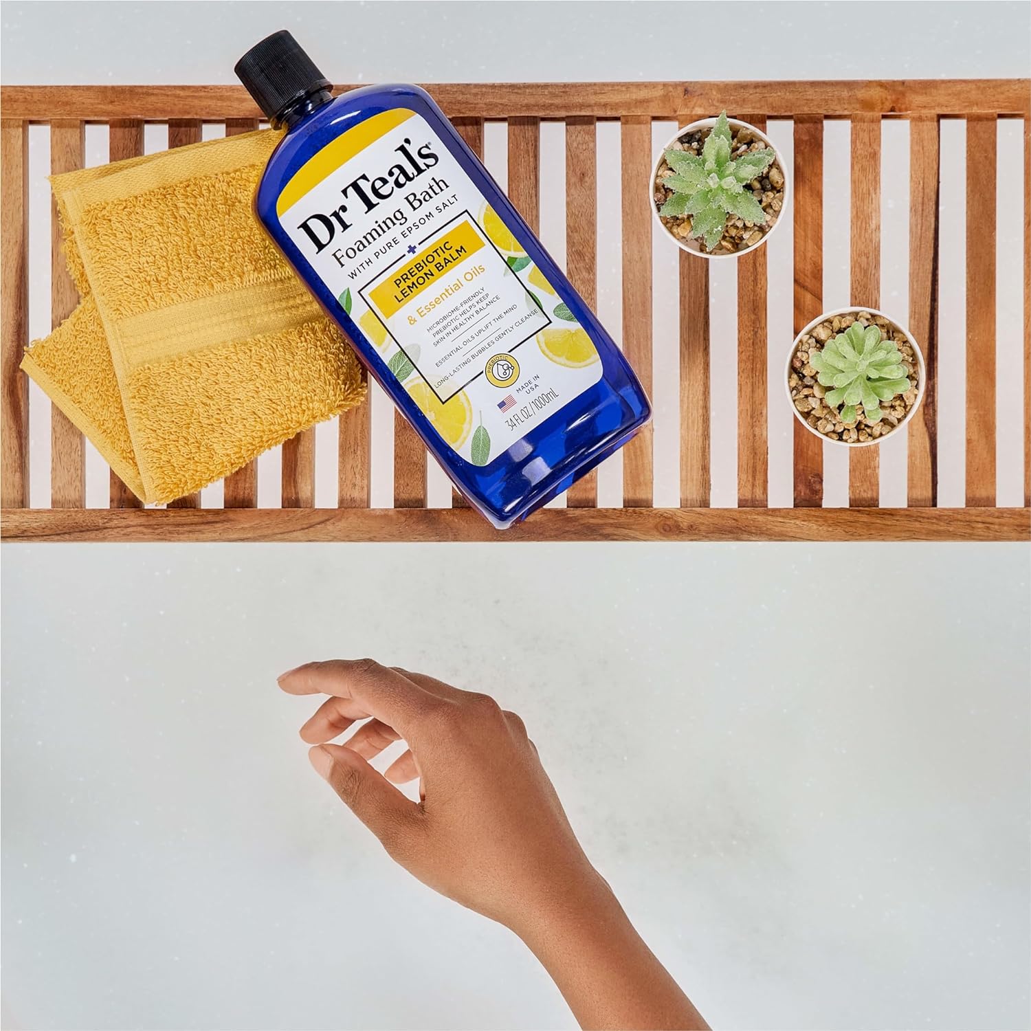 Dr Teal's Foaming Bath with Pure Epsom Salt, Sleep Blend with Melatonin, Lavender & Chamomile Essential Oils, 34 fl oz (Pack of 4) (Packaging May Vary)