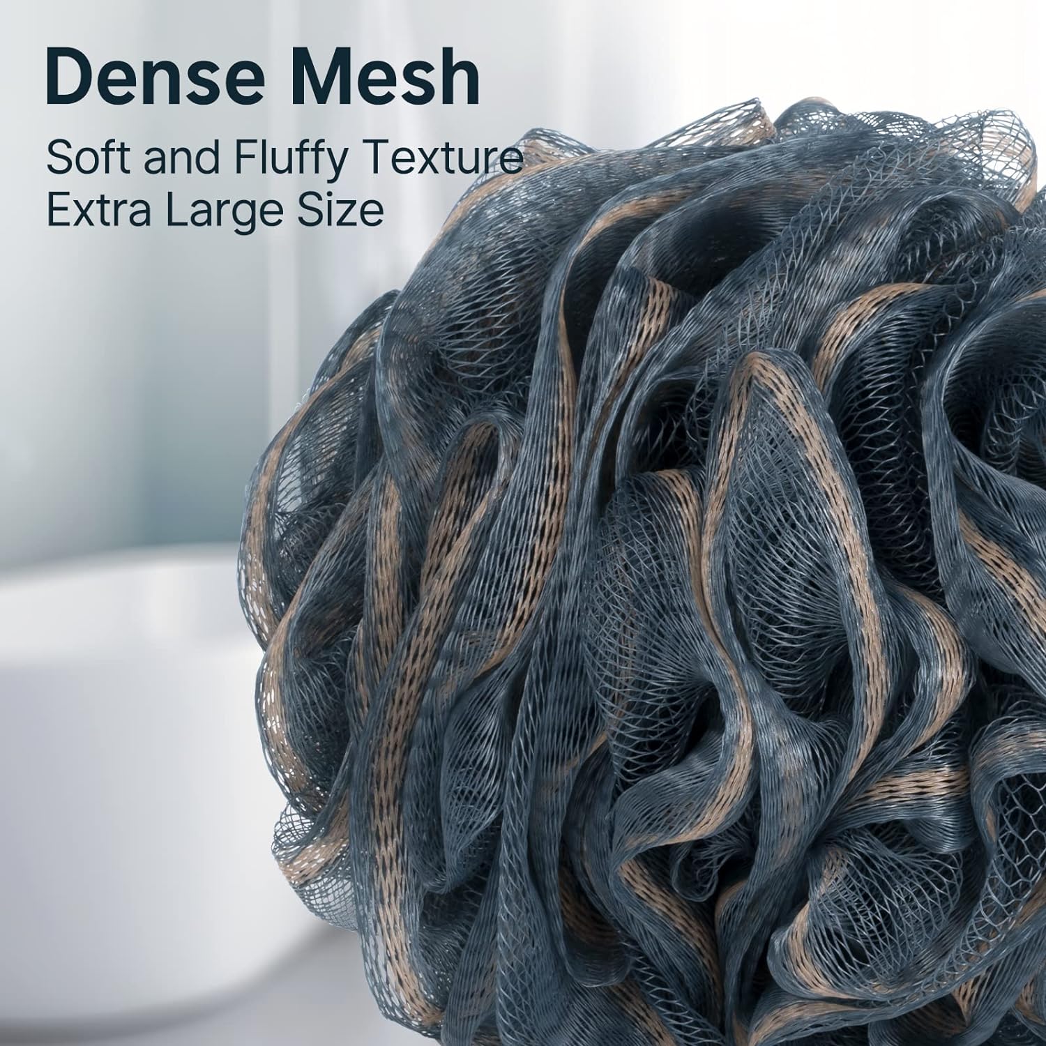 AmazerBath Loofah Sponge, Shower Loofah for Men and Women - Body Scrubber Loofa Set of 3 Classic Black & White Edge, Bath Sponge 60g/PCS