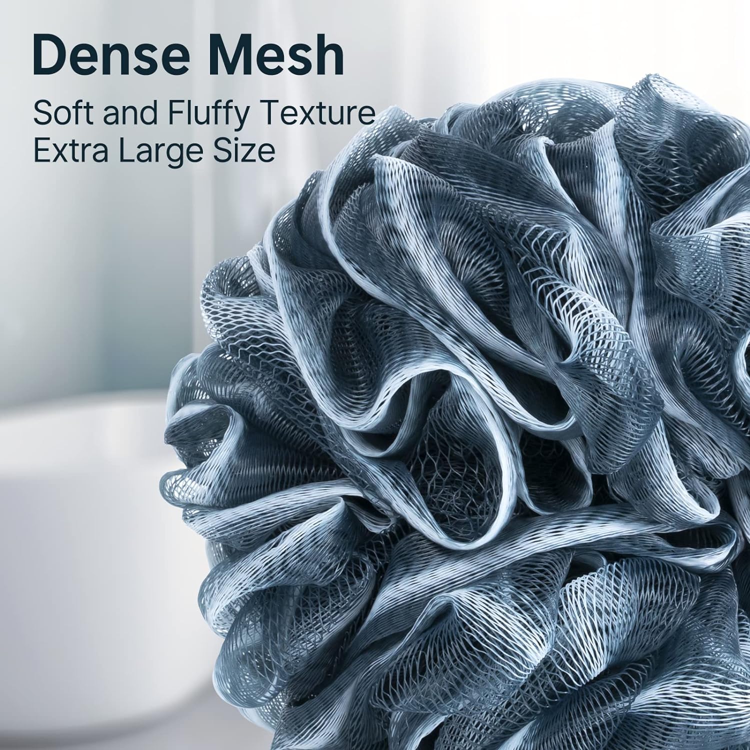 AmazerBath Loofah Sponge, Shower Loofah for Men and Women - Body Scrubber Loofa Set of 3 Classic Black & White Edge, Bath Sponge 60g/PCS