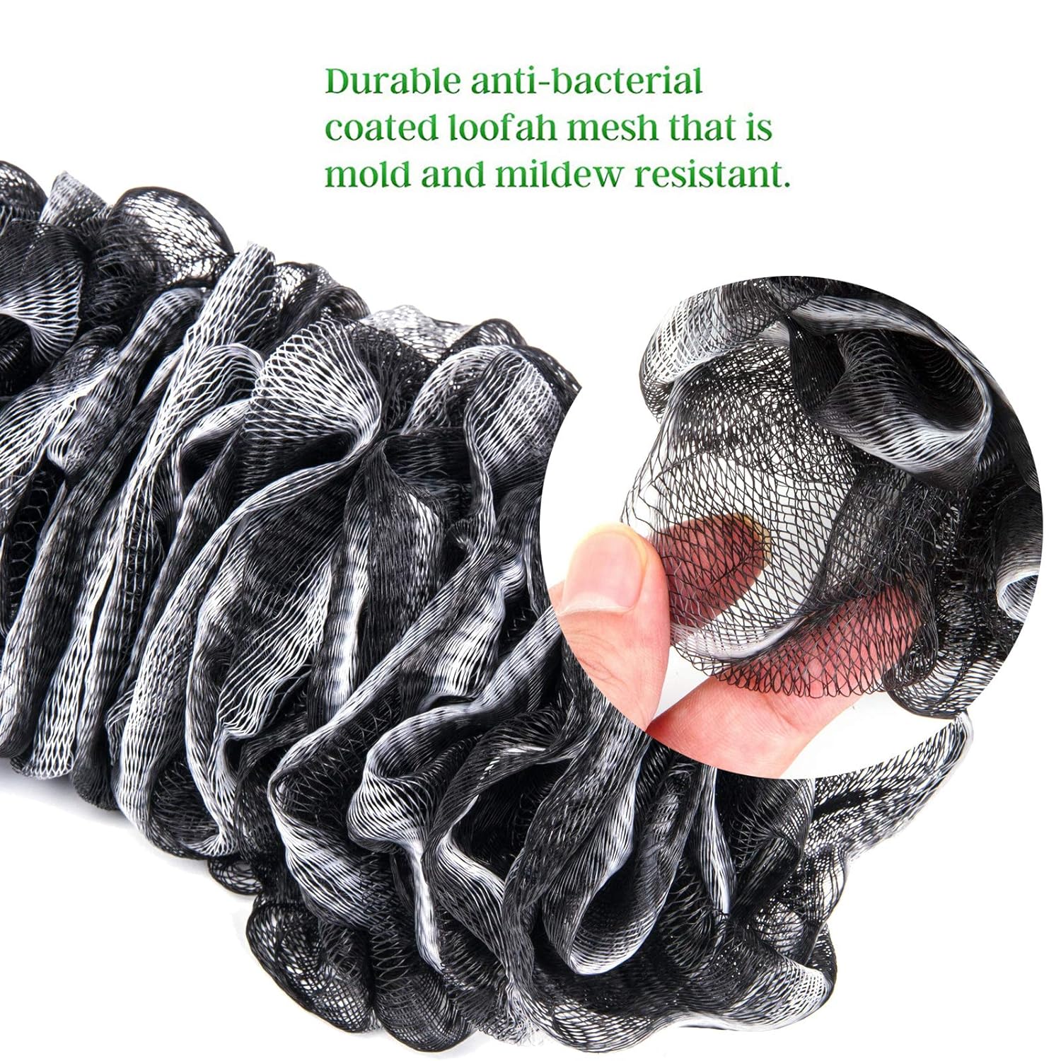 Arswin Back Scrubber for Shower, Loofah Long Handle Bath Body Brush, Soft Nylon Mesh Sponge On a Stick for Shower Men Women Kids Elderly, Exfoliating Scrub Cleaning Luffa for All Kinds of Skin(Blue)