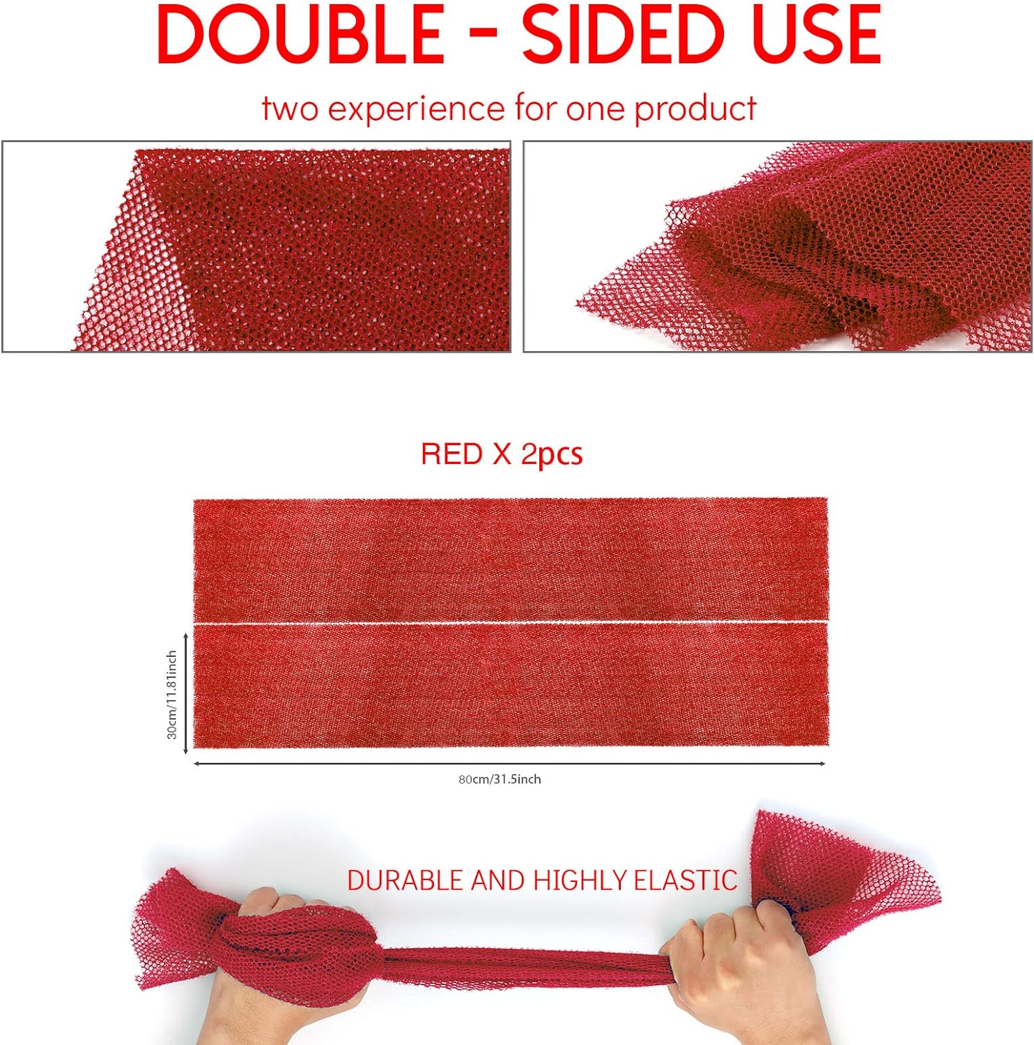 UJFQBH 3 Pieces African Bath Sponge African Net Long Net Bath Sponge Exfoliating Shower Body Scrubber Back Scrubber Skin Smoother,Great for Daily Use (Pink,Yellow,Purple)