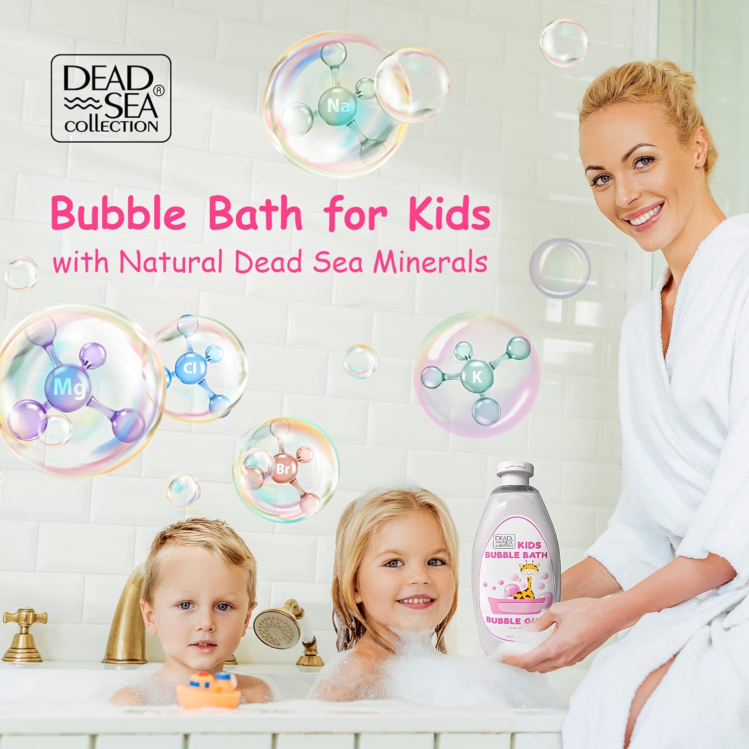Dead Sea Collection Bubble Bath Kids with Calming Lavender Scent - Cleansing and Moisturizing Kids Bubble Bath - with Natural Dead Sea Minerals - Pack of 2 Large Bottle (33,8 fl oz Each)