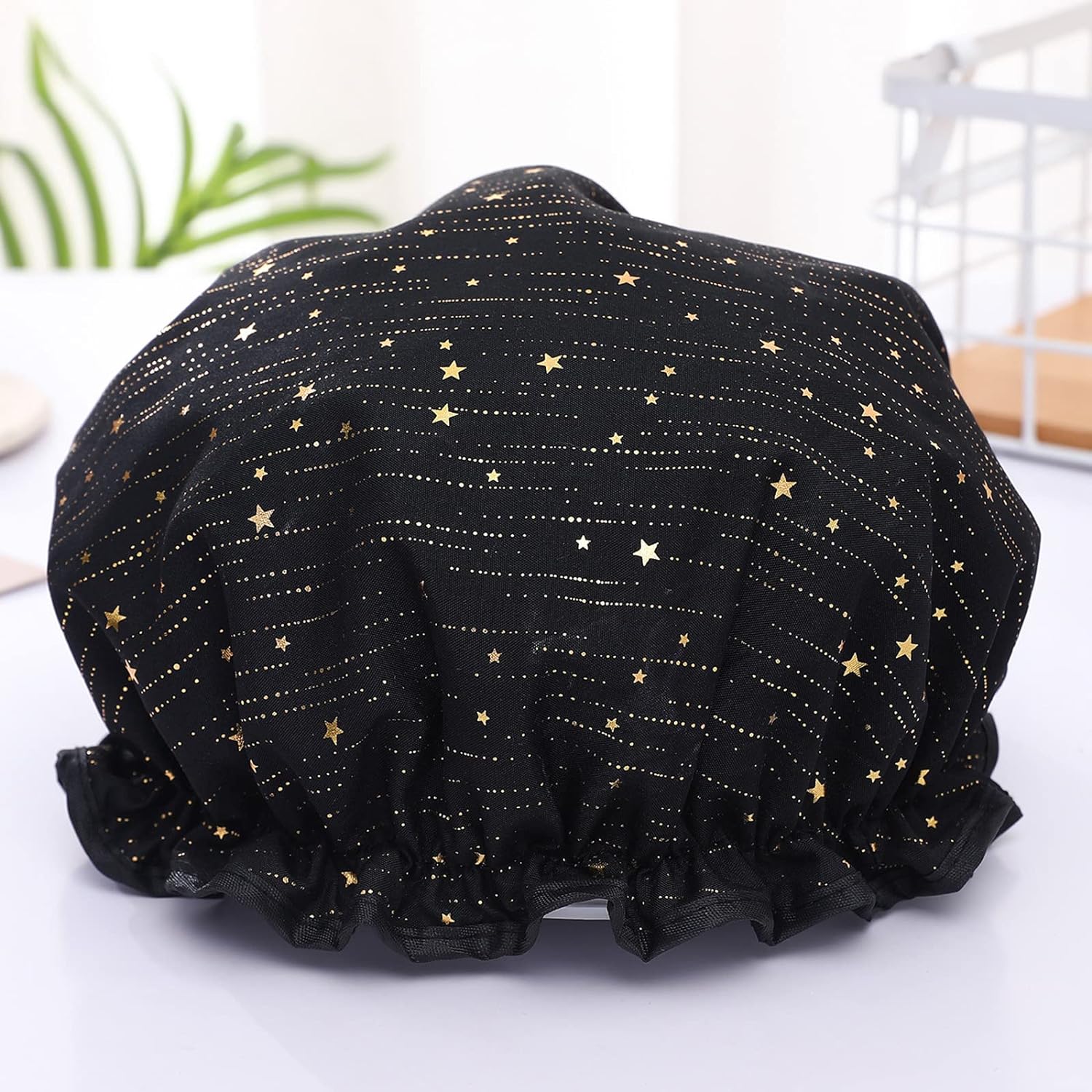 Qeuly 2 Pack Waterproof Shower Cap, Reusable Shower Cap for Women, Elastic Bathing Shower Hat Double Layers Bathing Hair Cap PEVA Lined Shower Hair Bath Cap (Pink)