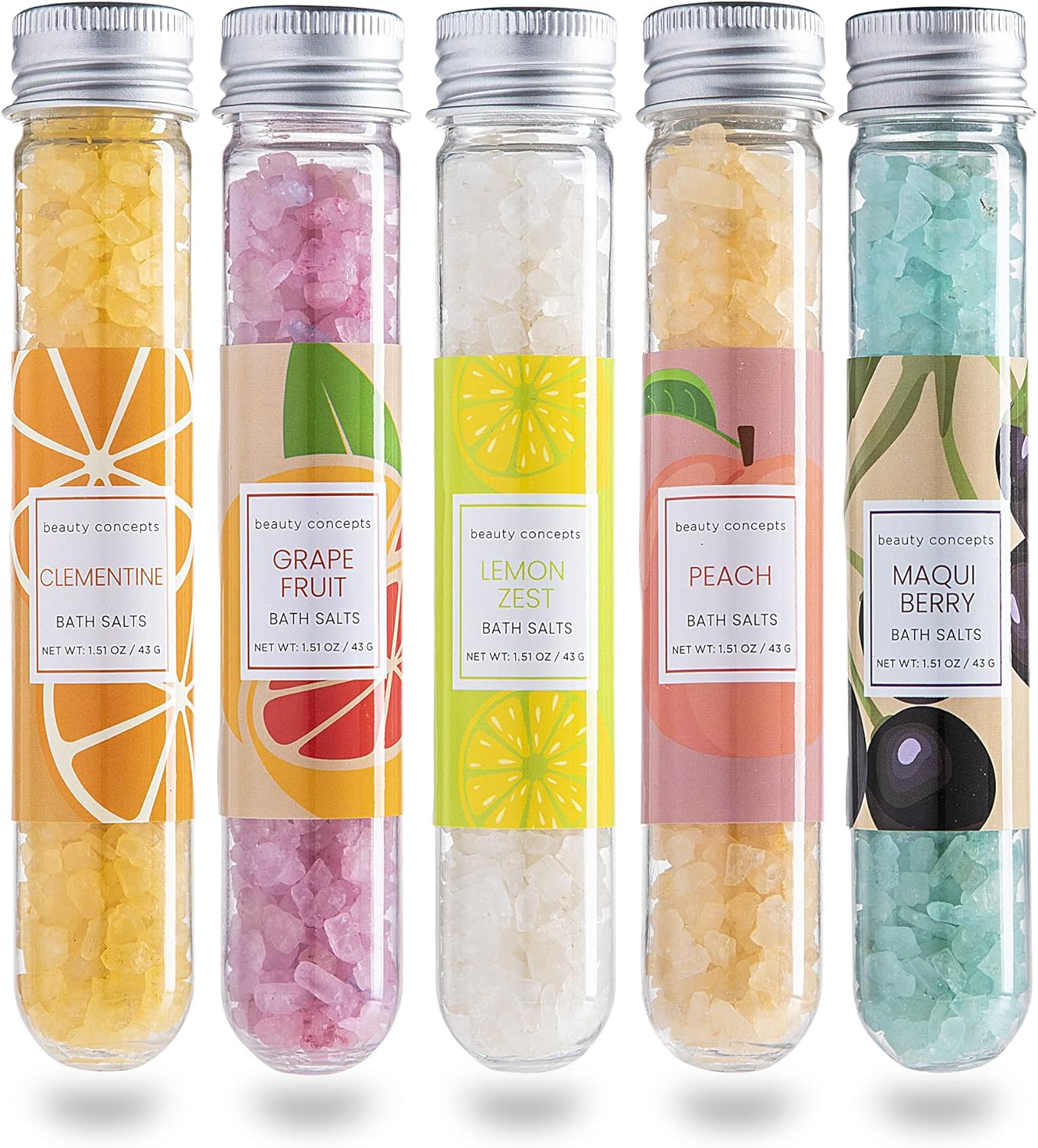 B.C. Beauty Concepts Aromatherapy Bath Salts- 5 Pack Epsom Salts for Soaking, Relaxing Bath Spa Set (Floral)