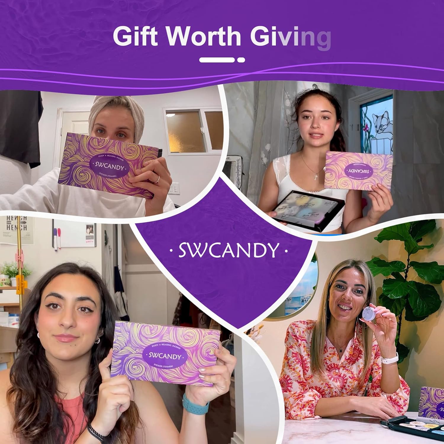 Aromatherapy Shower Steamers Valentines Day Gifts for her - Swcandy 8 Pcs Bath Bombs Valentine's Day Gifts for Women, Shower Bombs Self Care with Essential Oils, Relaxation Home SPA Lavender