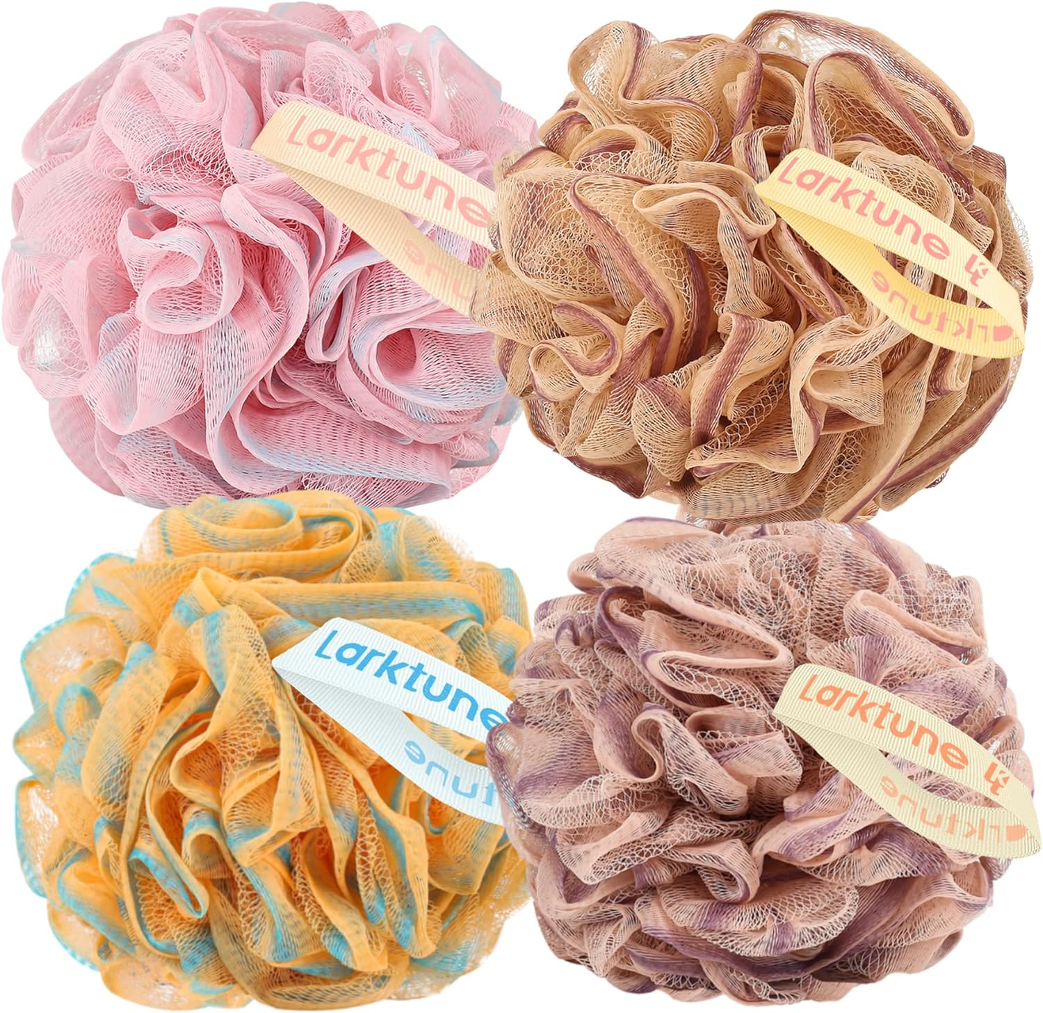 Shower Loofah Bath Sponge 75g - 4 Pack Large Soft Nylon Mesh Puff for Men, Loofah Shower Exfoliating Scrubber Pouf, Full Cleanse, Beauty Bathing Accessories