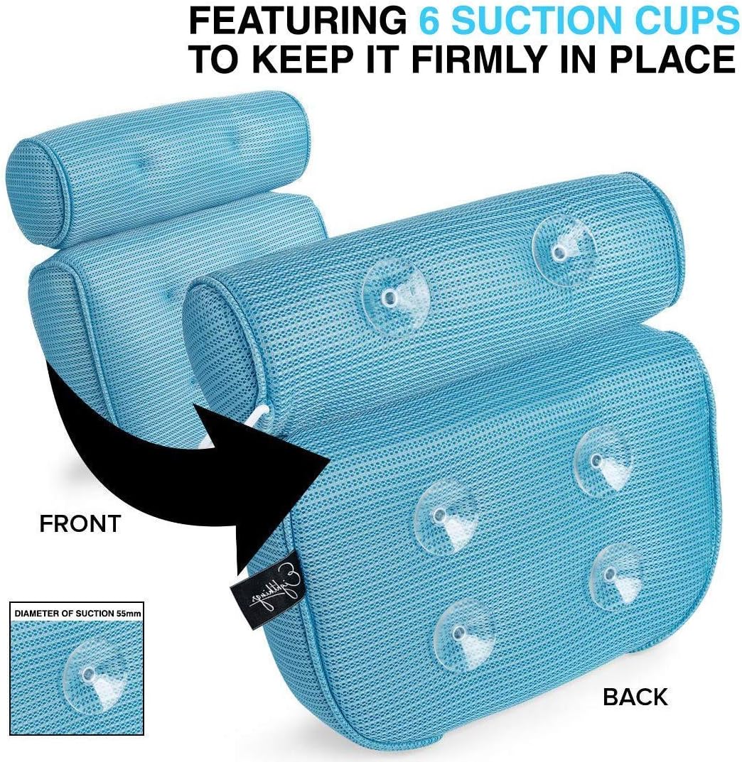 Ultimate Relaxation Bathtub Pillow - Excellent Head Support, Stay Home Must Have Bubble Bath Accessories. Luxury Almohada de bañera