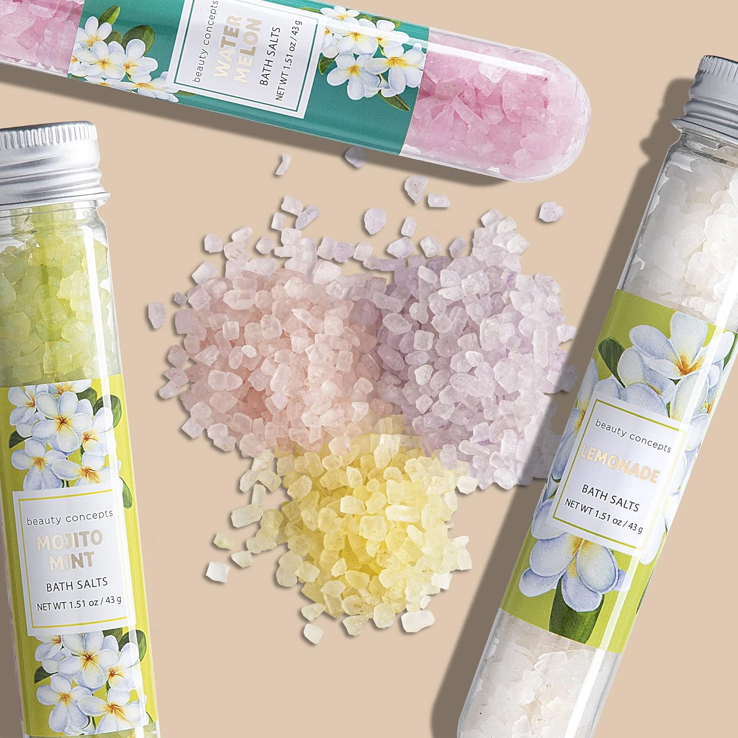 B.C. Beauty Concepts Aromatherapy Bath Salts- 5 Pack Epsom Salts for Soaking, Relaxing Bath Spa Set (Floral)