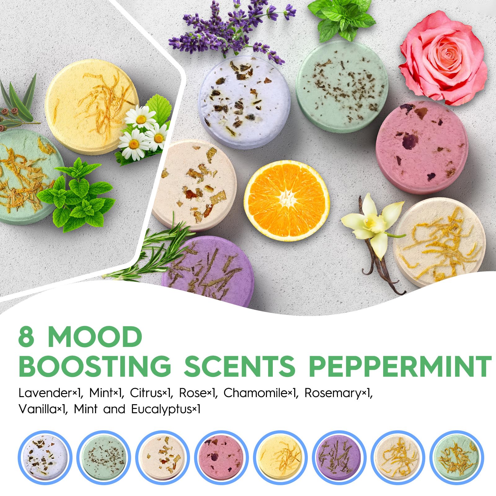 Shower Steamers Aromatherapy BLRIET 8 Pack Gifts for Women, Birthday Christmas White Elephant Gifts Stocking Stuffers for Adults Her Mom Him Home Spa Gym Natural Essential Oil Self Care Relaxation