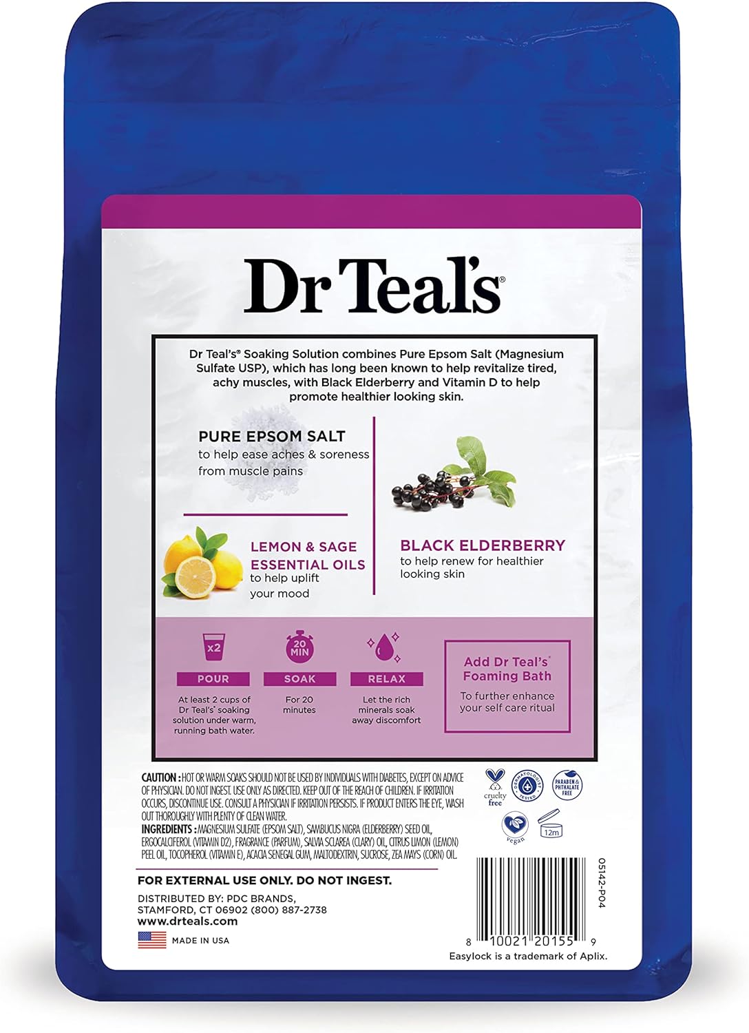 Dr Teal's Epsom Salt Soaking Solution, Soothe & Sleep, Lavender, 3lbs (Packaging May Vary)