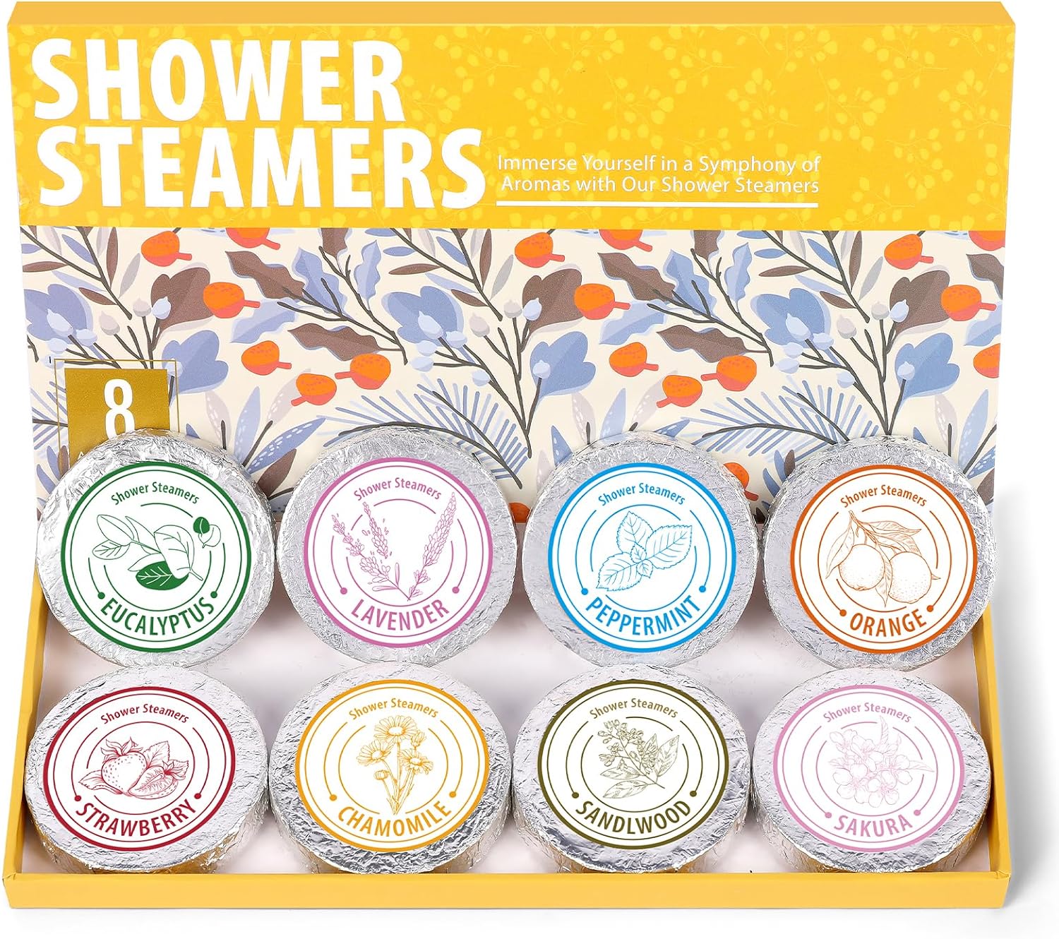Shower Steamers Aromatherapy - Christmas Gifts for women 8 Pack Pure Essential Oil Shower Bombs for Home Spa Bath Self Care, Essential Oil Stress Relief and Relaxation Bath Gifts for Her Birthda Green