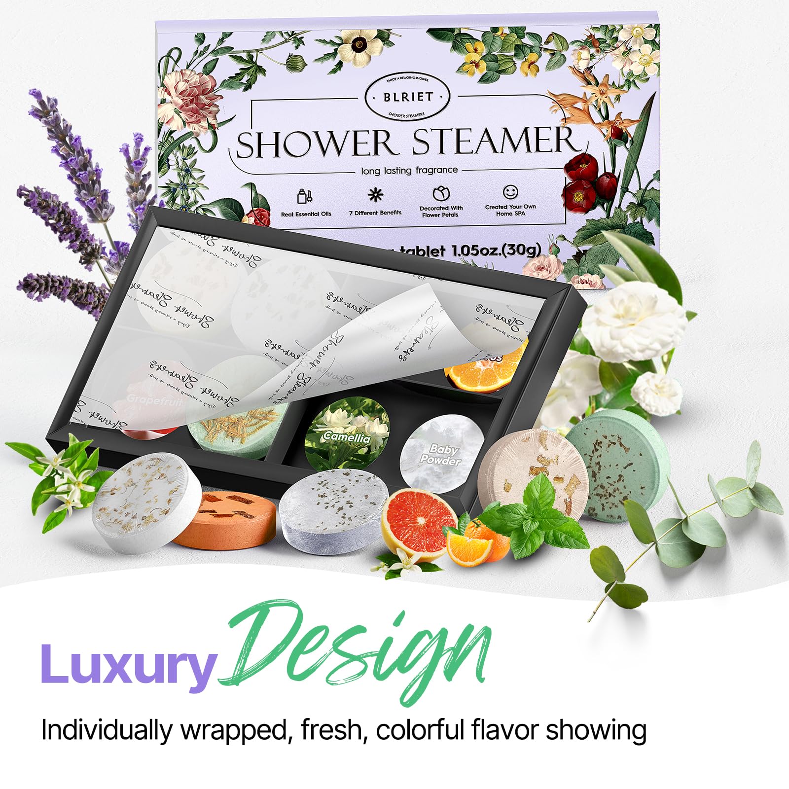 Shower Steamers Aromatherapy BLRIET 8 Pack Gifts for Women, Birthday Christmas White Elephant Gifts Stocking Stuffers for Adults Her Mom Him Home Spa Gym Natural Essential Oil Self Care Relaxation