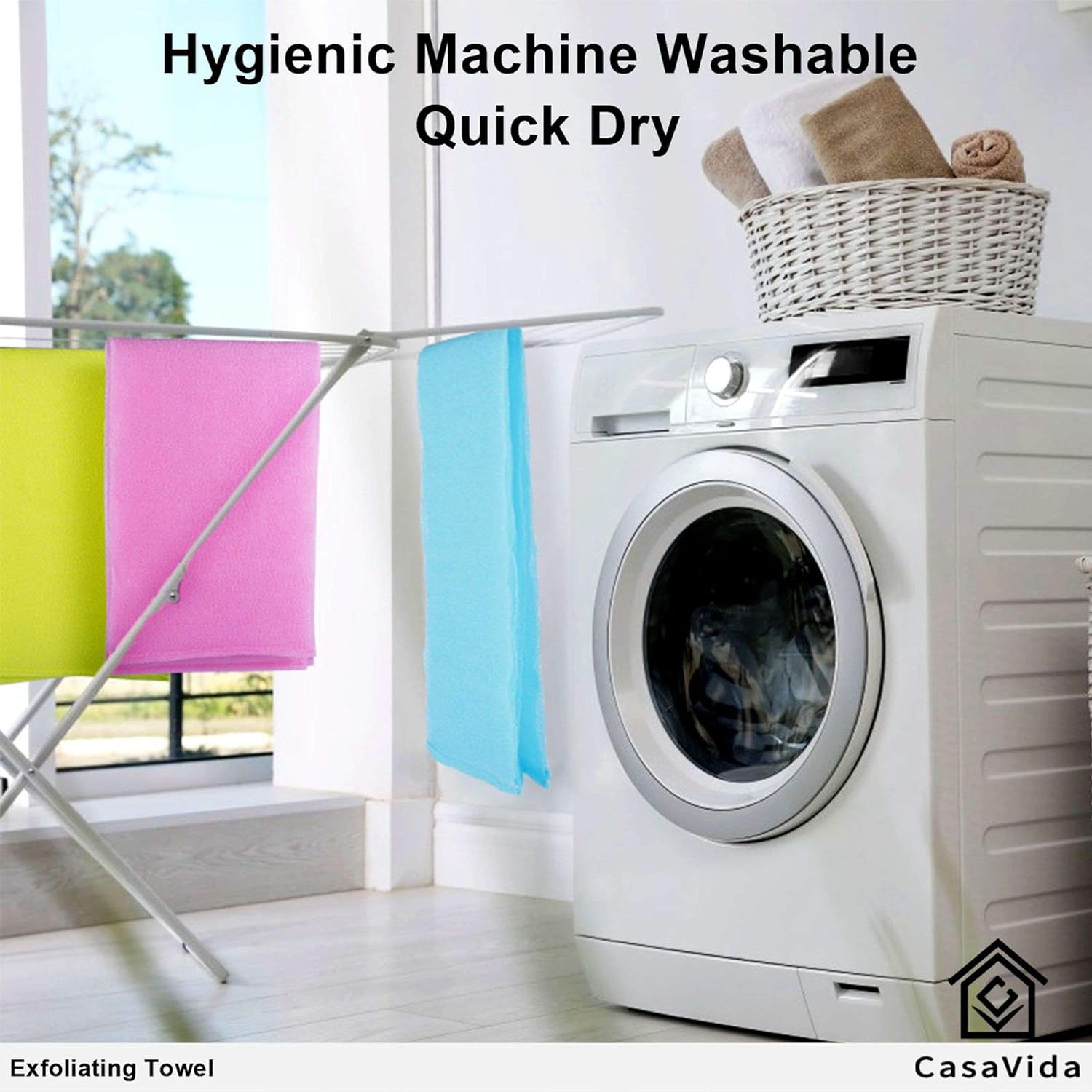 CasaVida Exfoliating Washcloth Back Scrubber for Shower Exfoliating Body Scrubber Japanese Beauty Washcloth African Net Sponge Bath Korean Loofah Towel Wash Cloth Body Shower Scrub Towel 3 Pack