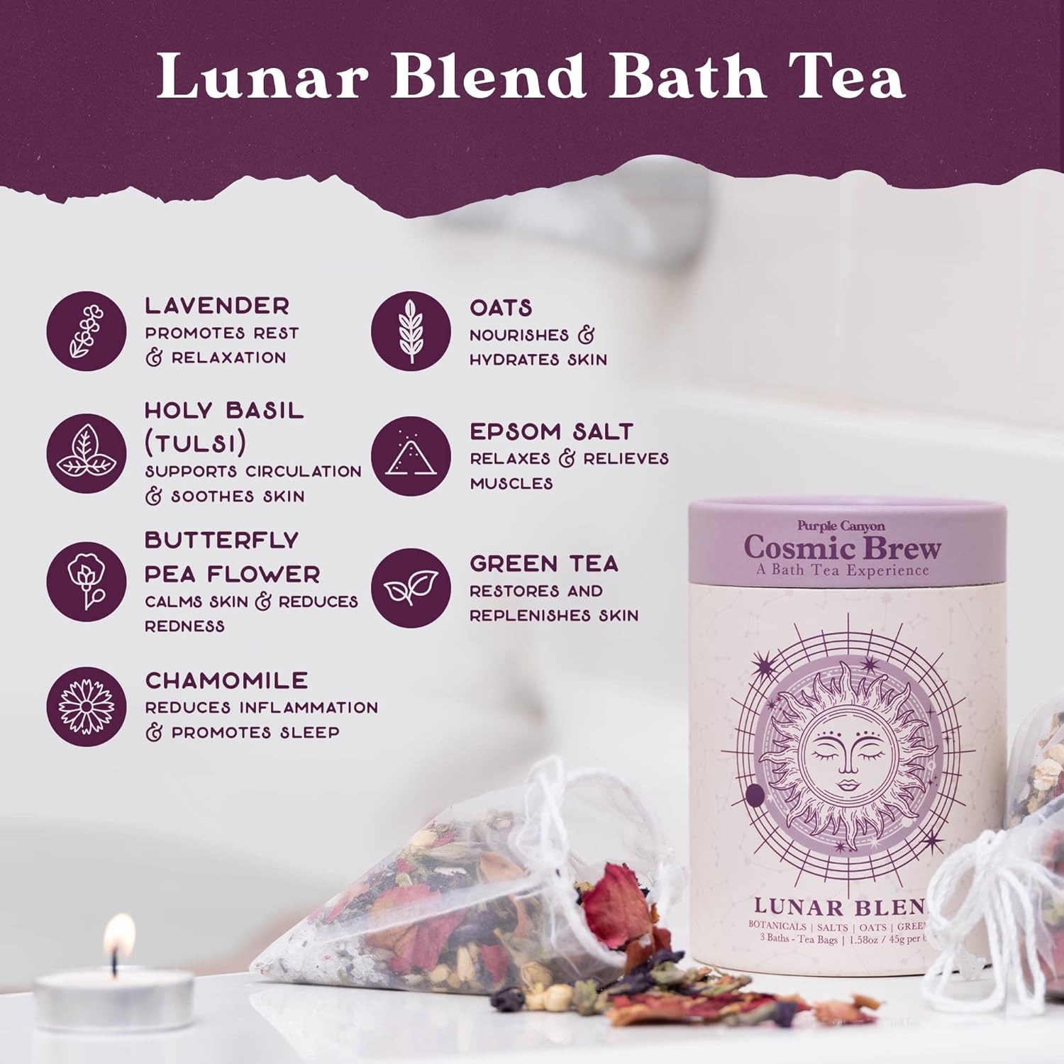 Purple Canyon Mystic Spa Box | 7 Piece Full Size Lavender Spa Kit for Self Care | Bath and Body Gifts for Women