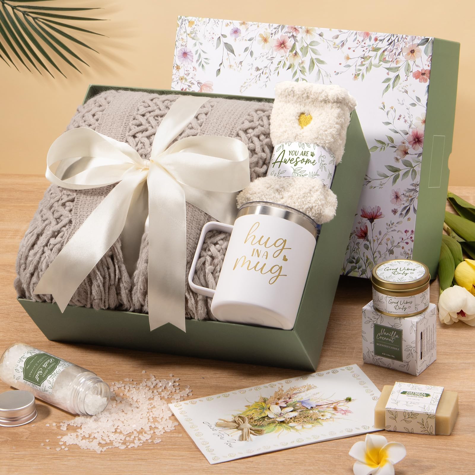 HOAI 22 Self Care Gifts for Women Get Well Soon Gifts, Birthday Gifts for Women Care Package, Sympathy Gift Baskets Spa Gifts Set, Thinking of You Inspirational Christmas Gifts for Mom Her Friend Sister Wife .)