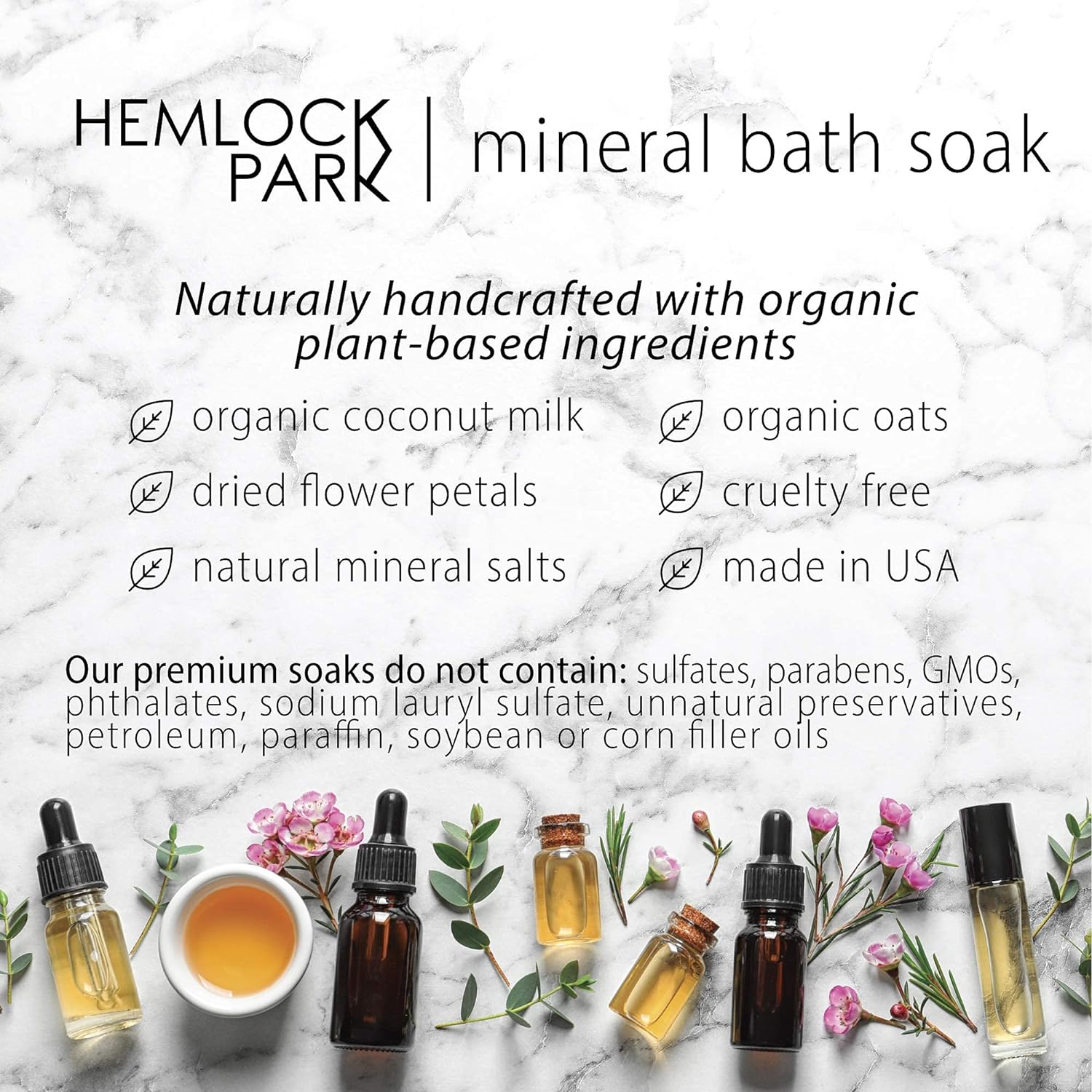 Hemlock Park Coconut Milk Bath Soak | Organic Coconut Milk, Botanicals, Dead Sea, Epsom, and Himalayan Pink Mineral Salts (Pomelo Citrus, 8 oz)