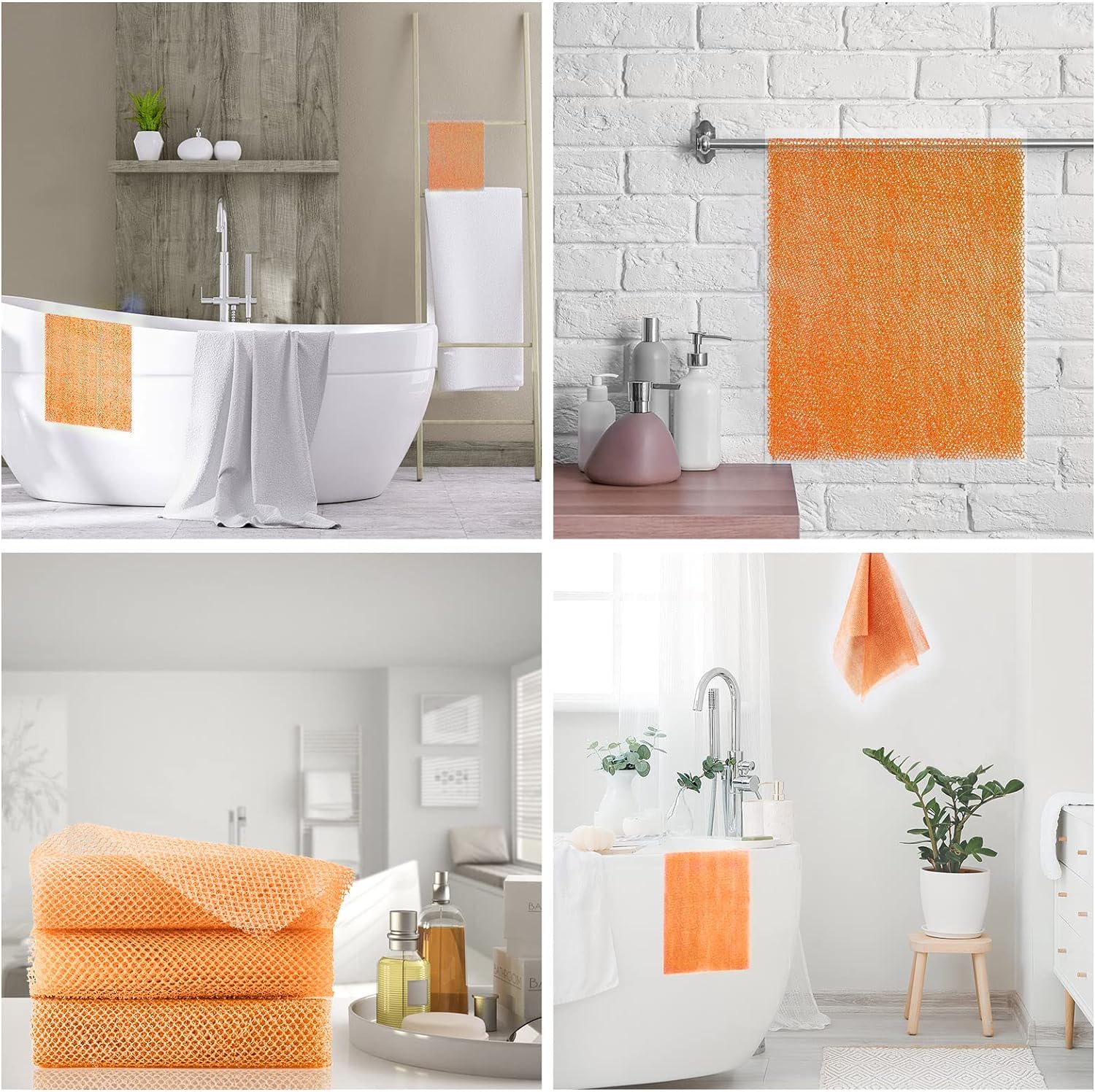 UJFQBH 3 Pieces African Bath Sponge African Net Long Net Bath Sponge Exfoliating Shower Body Scrubber Back Scrubber Skin Smoother,Great for Daily Use (Pink,Yellow,Purple)