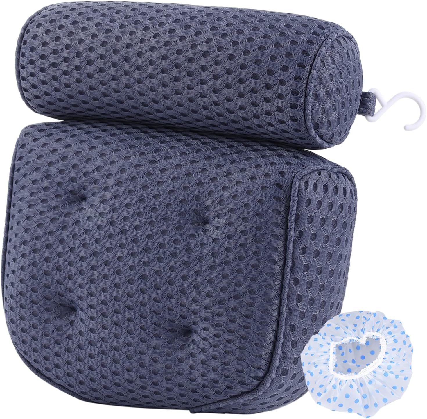 AEROiVi Bathtub Pillow Headrest Bath Pillows for Tub Neck and Back Support with Non Slip Suction Cups Spa Bath Cushion Relaxing Bathroom Accessories