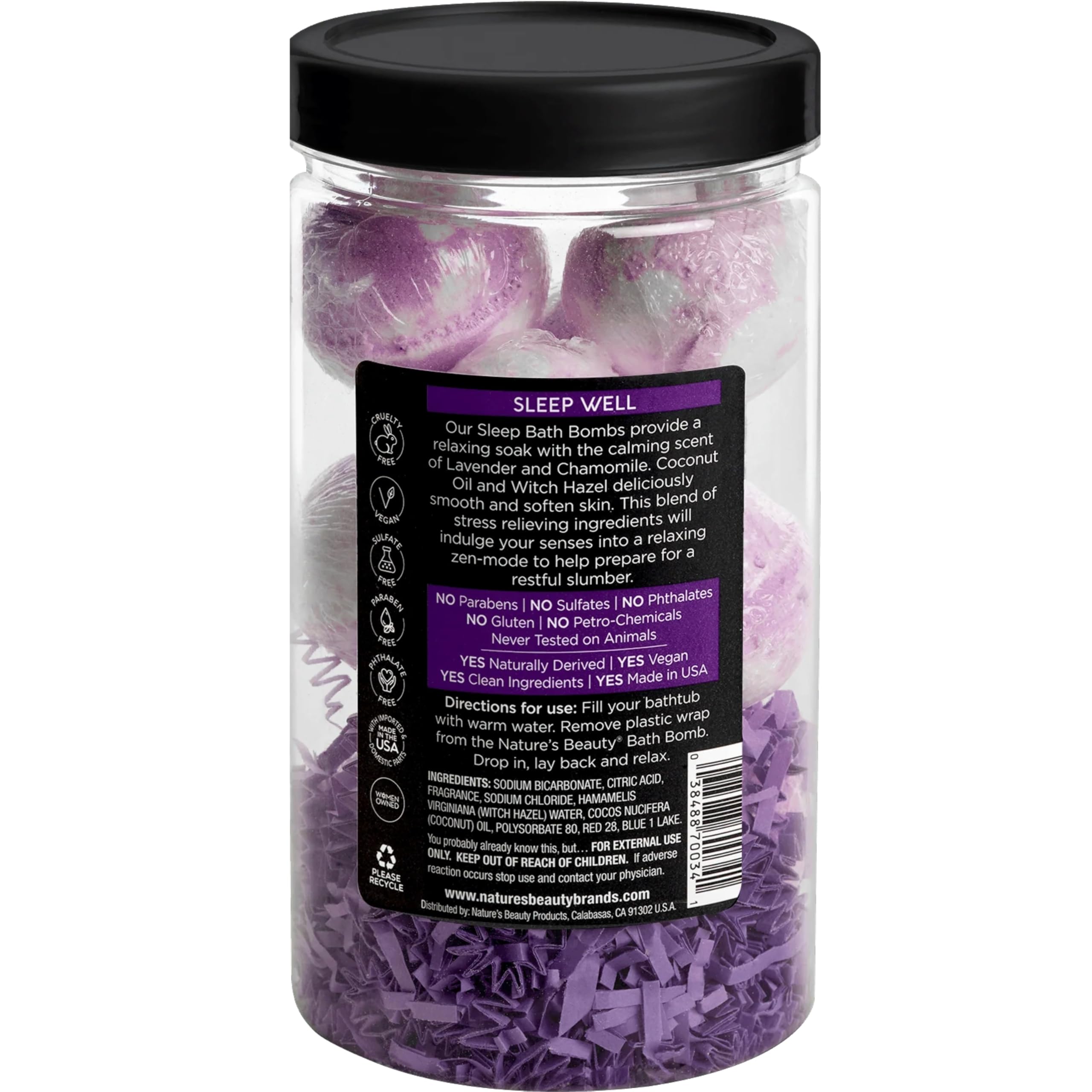 Nature's Beauty Lavender Chamomile Sleep Bath Bomb Gift Set Multi-Pack- Luxury Fizzy Relax Spa Bomb w/Vanilla + Citrus Scent Made with Coconut Oil + Witch Hazel, 17.5 oz | 10 ct ea (2 Pack)