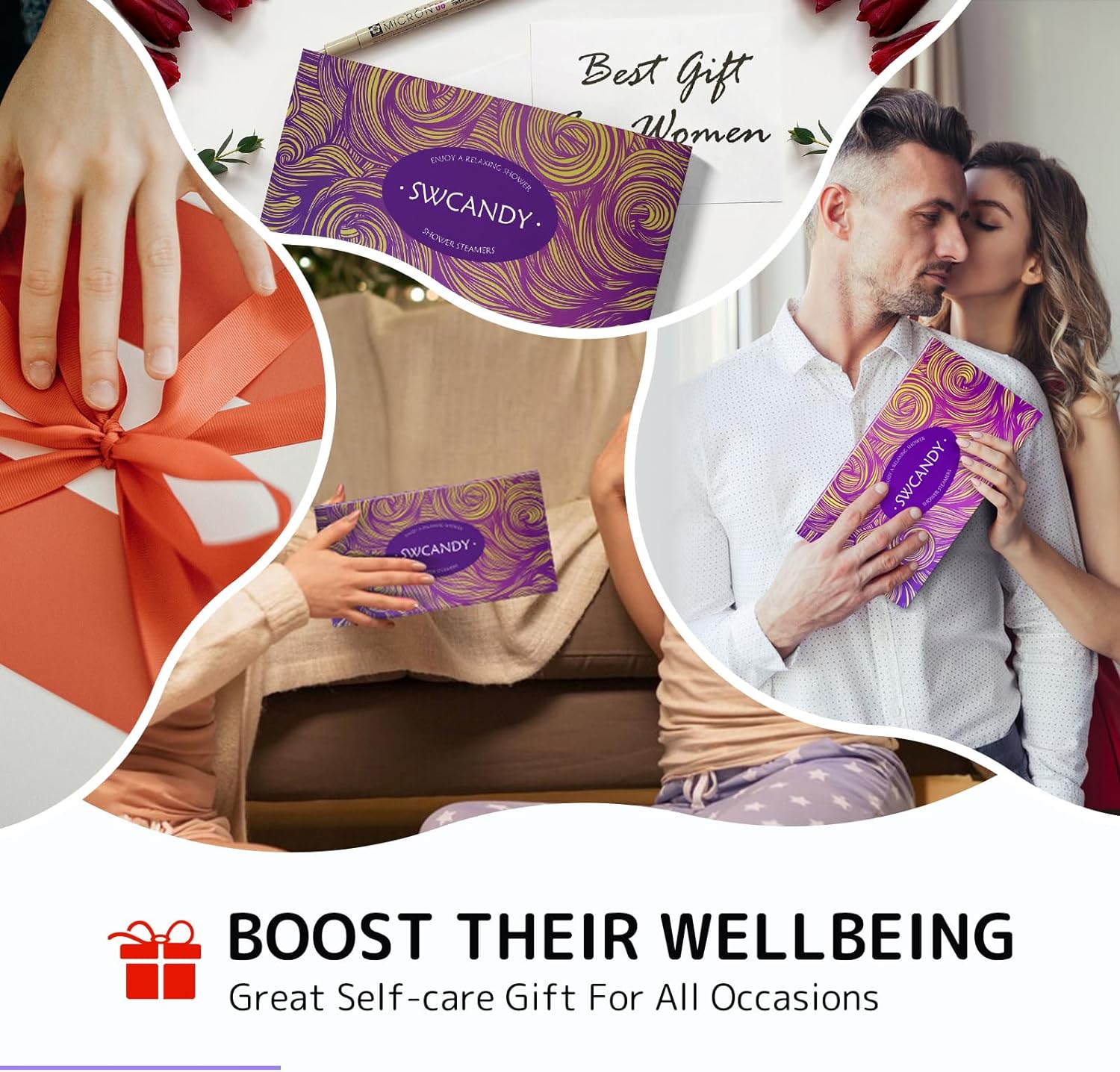 Aromatherapy Shower Steamers Valentines Day Gifts for her - Swcandy 8 Pcs Bath Bombs Valentine's Day Gifts for Women, Shower Bombs Self Care with Essential Oils, Relaxation Home SPA Lavender