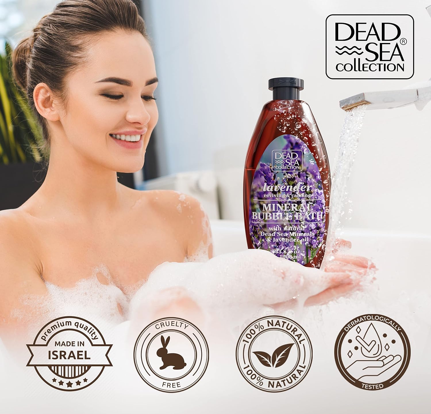 Dead Sea Collection Bubble Bath for Women and Men - with Coconut Oil and Natural Minerals - Nourishing and Moisturizing Skin - Pack of 2 (67.6 fl.oz)