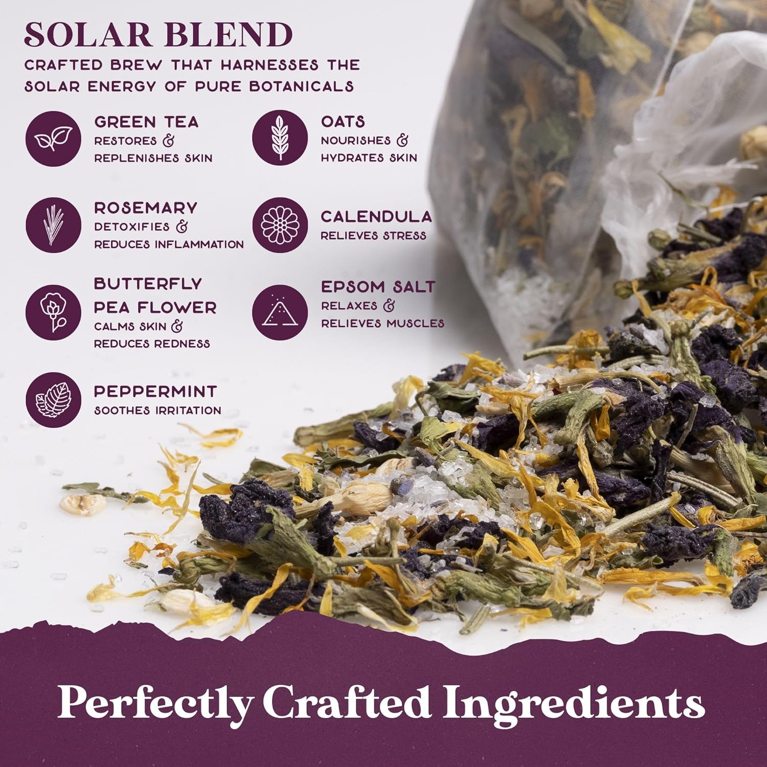 Lunar Blend Bath Tea by Purple Canyon | 3 Relaxing Bath Soaks with Lavender, Green Tea, Epsom Salt, and Essential Oils | Skin Care Gifts for Women